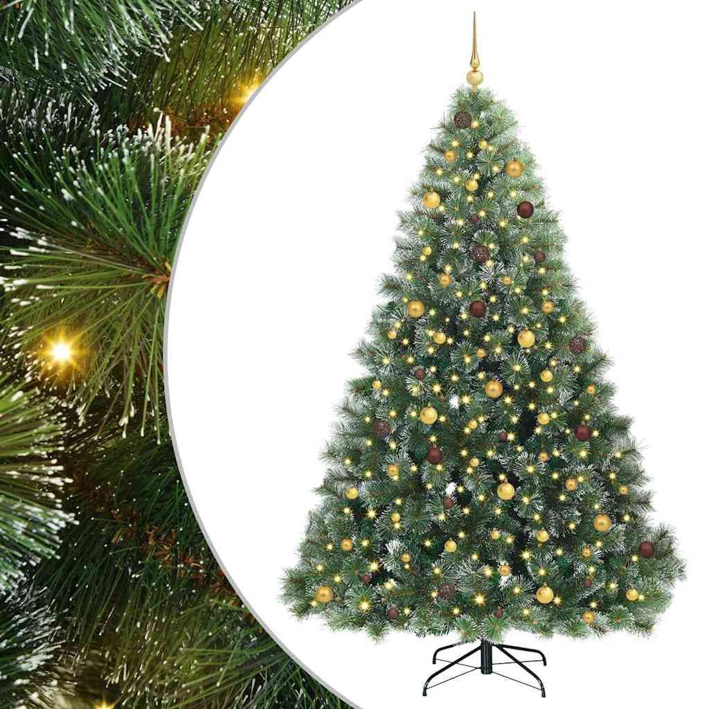vidaXL LED Baum Künstlicher Weihnachtsbaum mit 300 LEDs Grün 240 cm PE und PVC