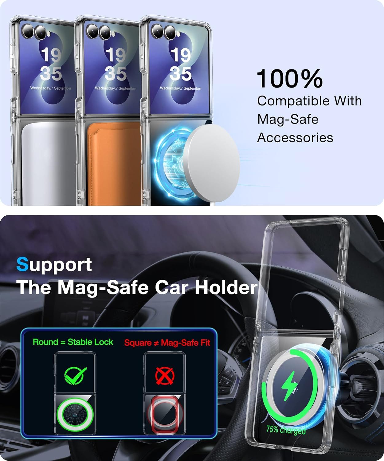 MSM Protech Handyhülle Hülle für Samsung Galaxy Z Flip 8 5G Silikon Schutz Klar Slim MagSafe – Bild 4 von 5