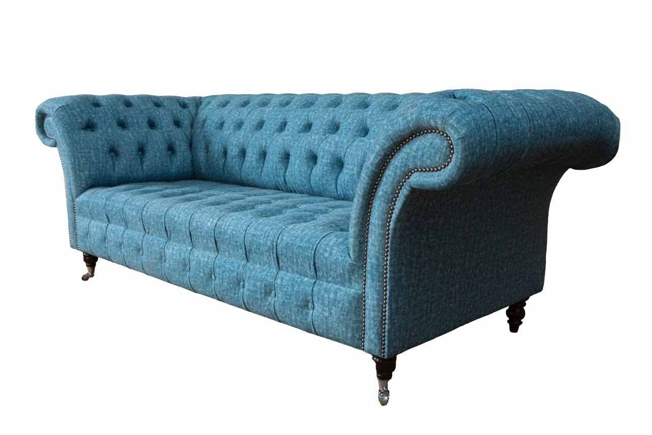 JVmoebel Samt Europe Sitzmöbel Made Wohnzimmer Sofa Couchen Sofa In Couch Blauer Dreisitzer Sofa,