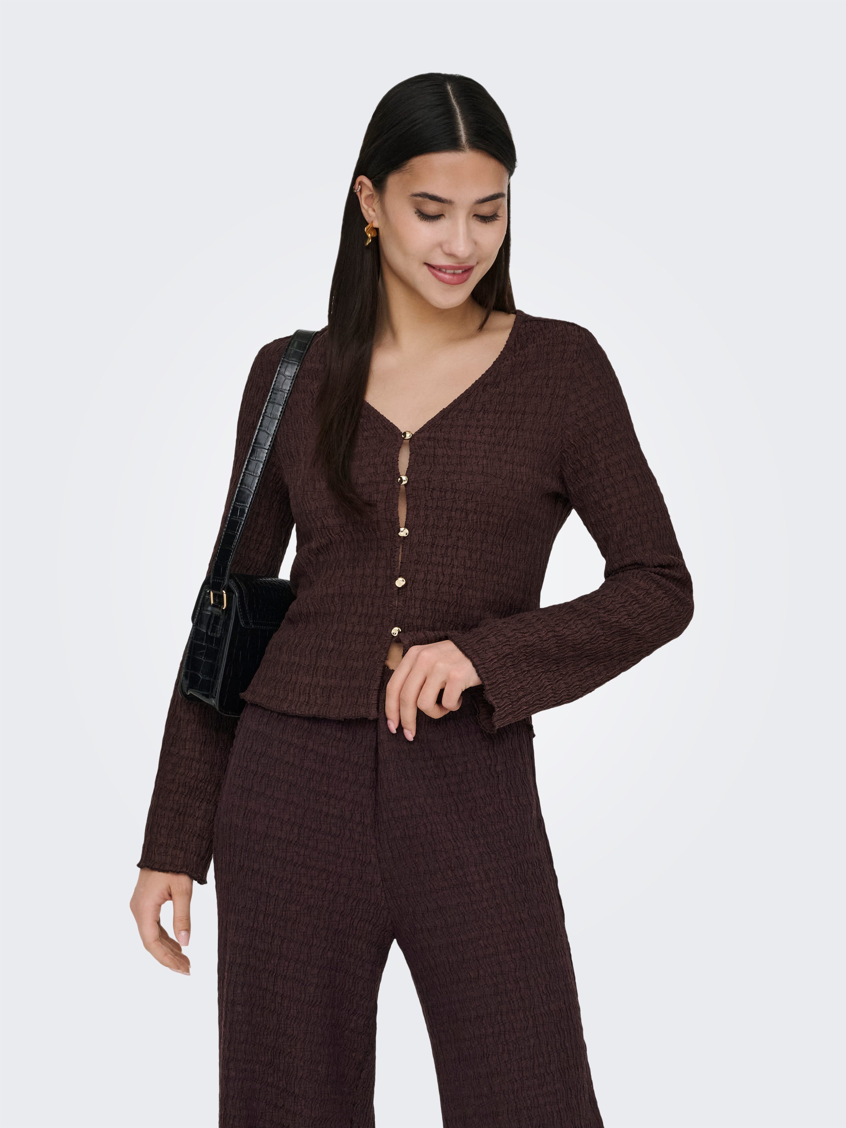 ONLY Strickjacke ONLILSE L/S CARIDGAN STRUC JRS Kunstfaser, V-Ausschnitt