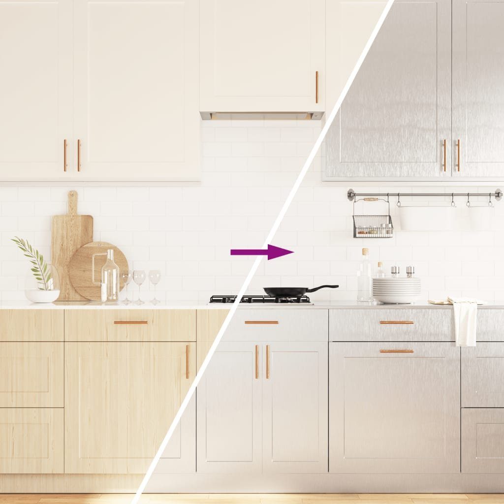 vidaXL Aufkleber Möbelfolien Selbstklebend Silbern 90x500 cm PET