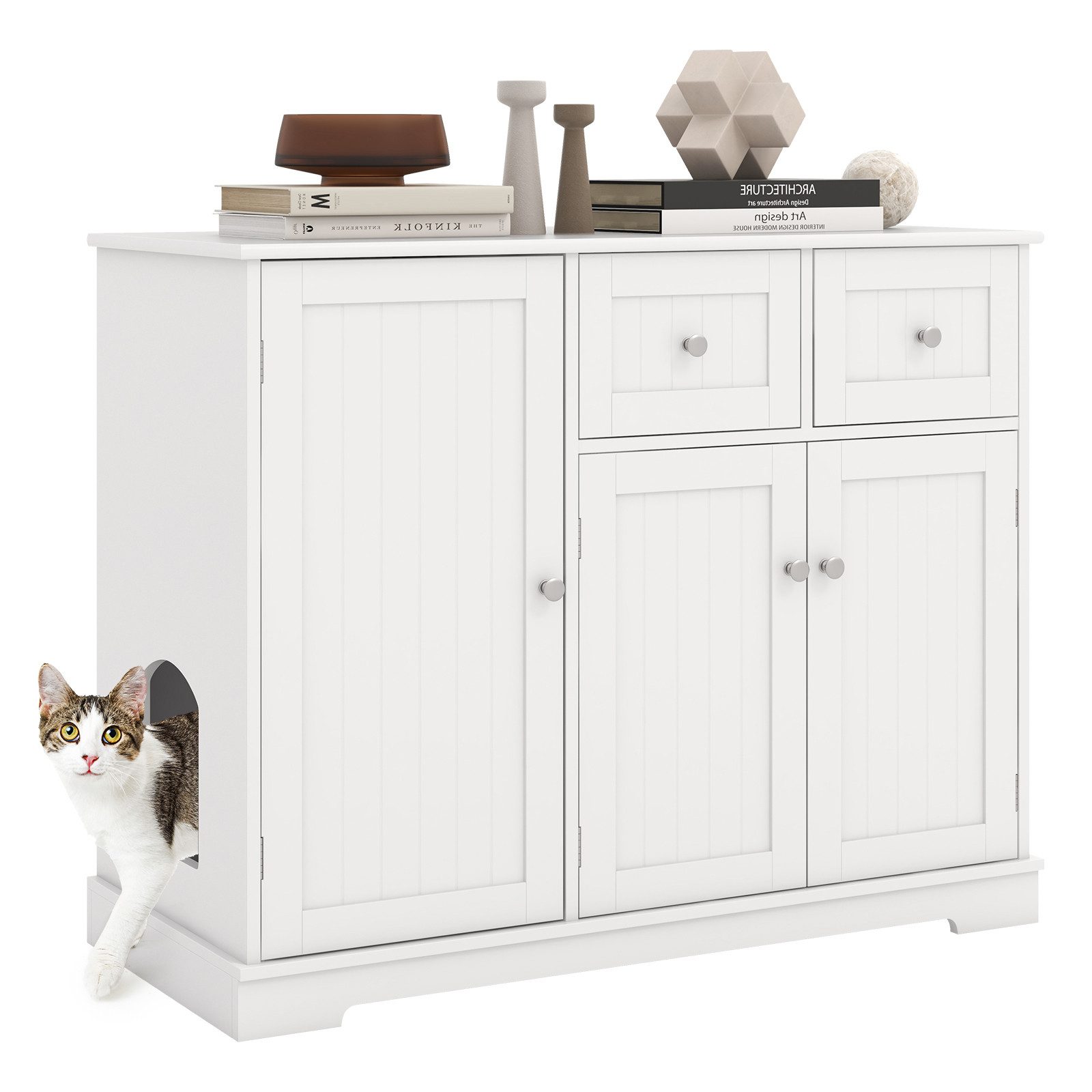 KOMFOTTEU Katzentoilette, Katzenschrank für Katzentoilette, 100 x 45 x 80 c günstig online kaufen