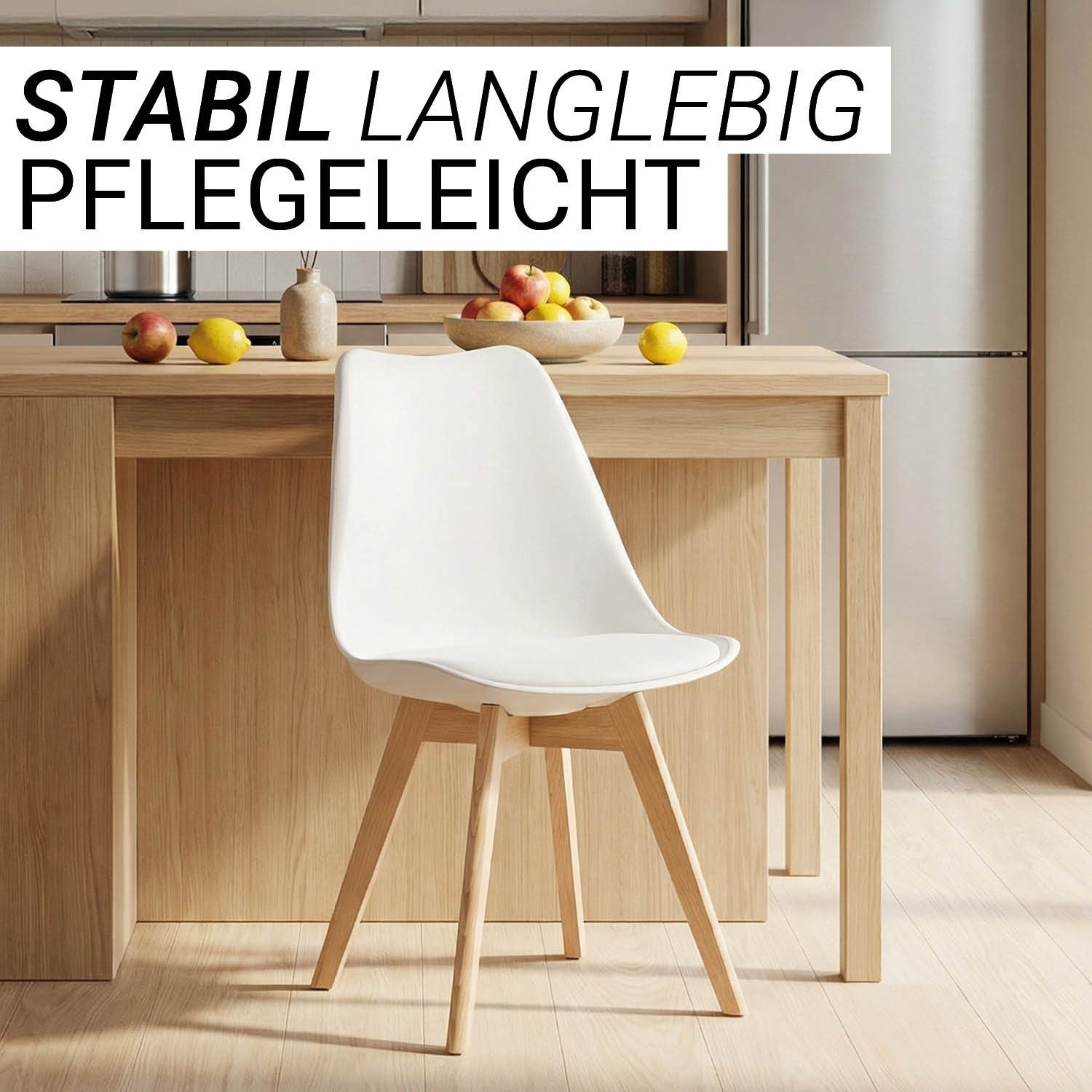 Homestyle4u Küchenstuhl Esszimmer Stühle Esstisch Küche Esszimmer Weiß Grau Schwarz (Spar-Set, 2 St), 2er Set, 2 Stühle, Skandinavisch, stabil – Bild 5 von 5