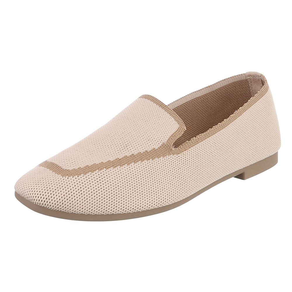 Ital-Design Atmungsaktiver Slipper für Damen – Komfort und Stil Slipper (91261218) Blockabsatz Mokassins in Beige
