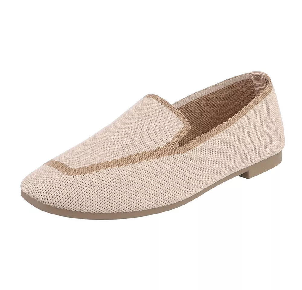 Ital-Design Atmungsaktiver Slipper für Damen – Komfort und Stil Slipper (91261218) Blockabsatz Mokassins in Beige