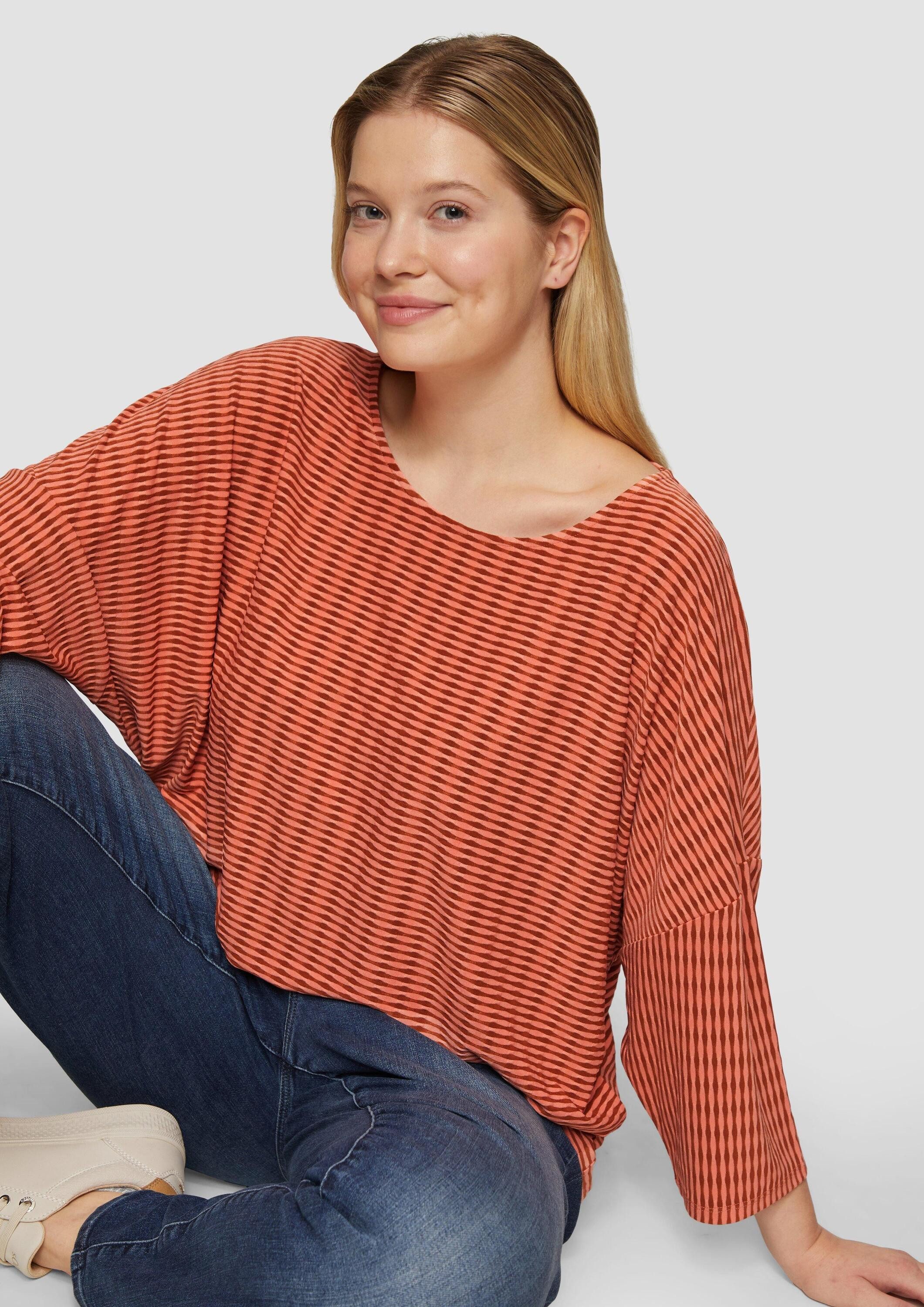 s.Oliver 3/4-Arm-Shirt T-Shirt Strukturiertes Shirt mit Fledermausärmeln