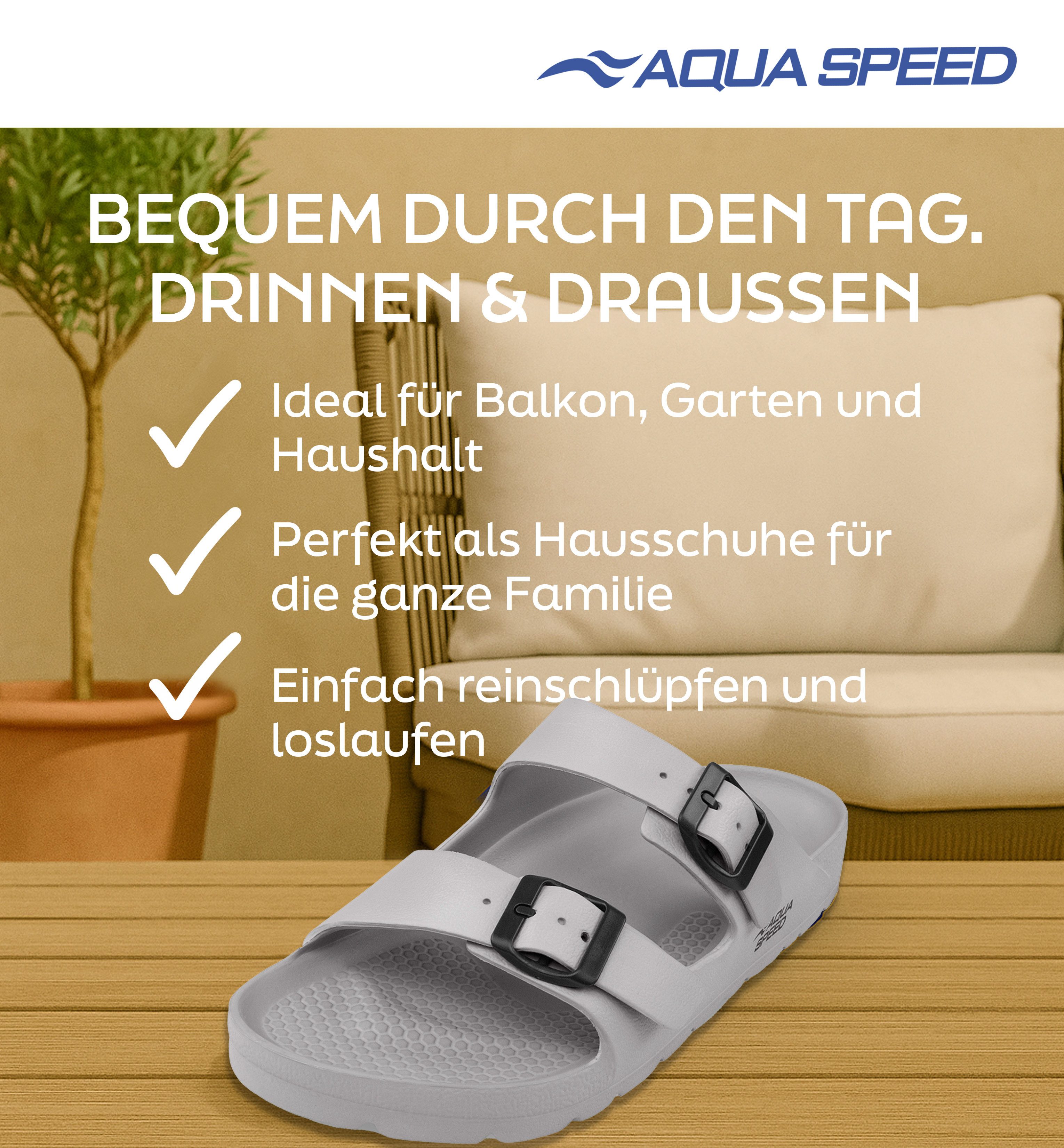Aqua Speed Verstellbare Herren-Strandschuhe Gr. 46 + Handtuch Badesandale (Bequeme Sandalen für Herren – ideal für Alltag & Sauna) Komfortable Herrenbadeschuhe  – Bild 3 von 5
