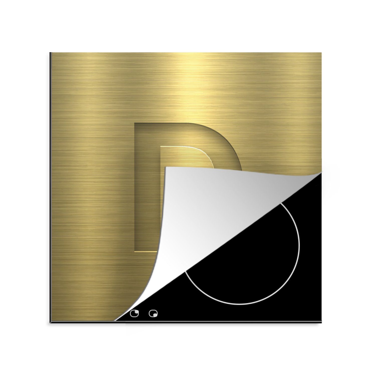 MuchoWow Herdblende-/Abdeckplatte Eine Illustration des goldenen Buchstabens D, Vinyl, (1 tlg), 78x78 cm, Ceranfeldabdeckung, Arbeitsplatte für küche