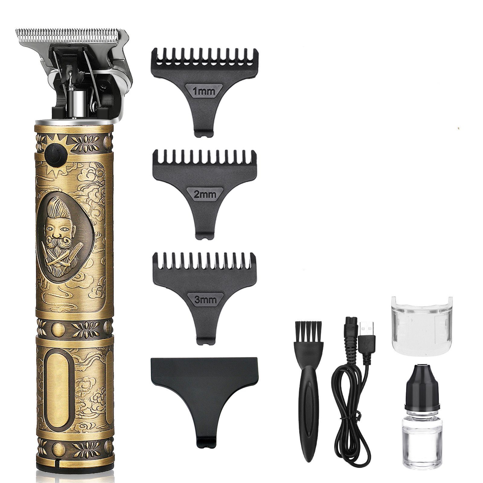 Insma Haar- und Bartschneider, Herren Rasierer mit 3 Grenzkämme,Schmieröl Bronze 1