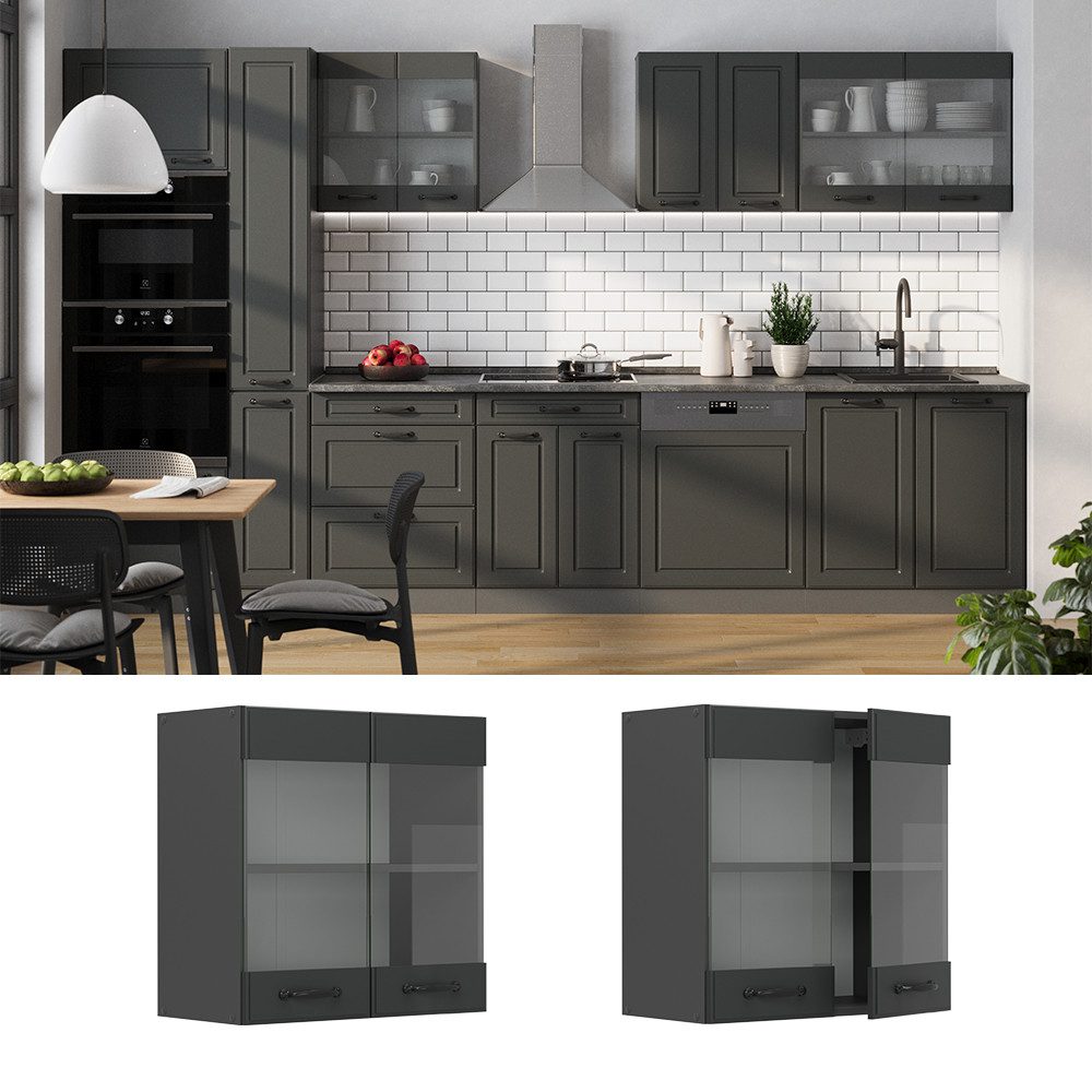 Vicco Glashängeschrank R-Line, Anthrazit Landhaus/Anthrazit, 60 günstig online kaufen
