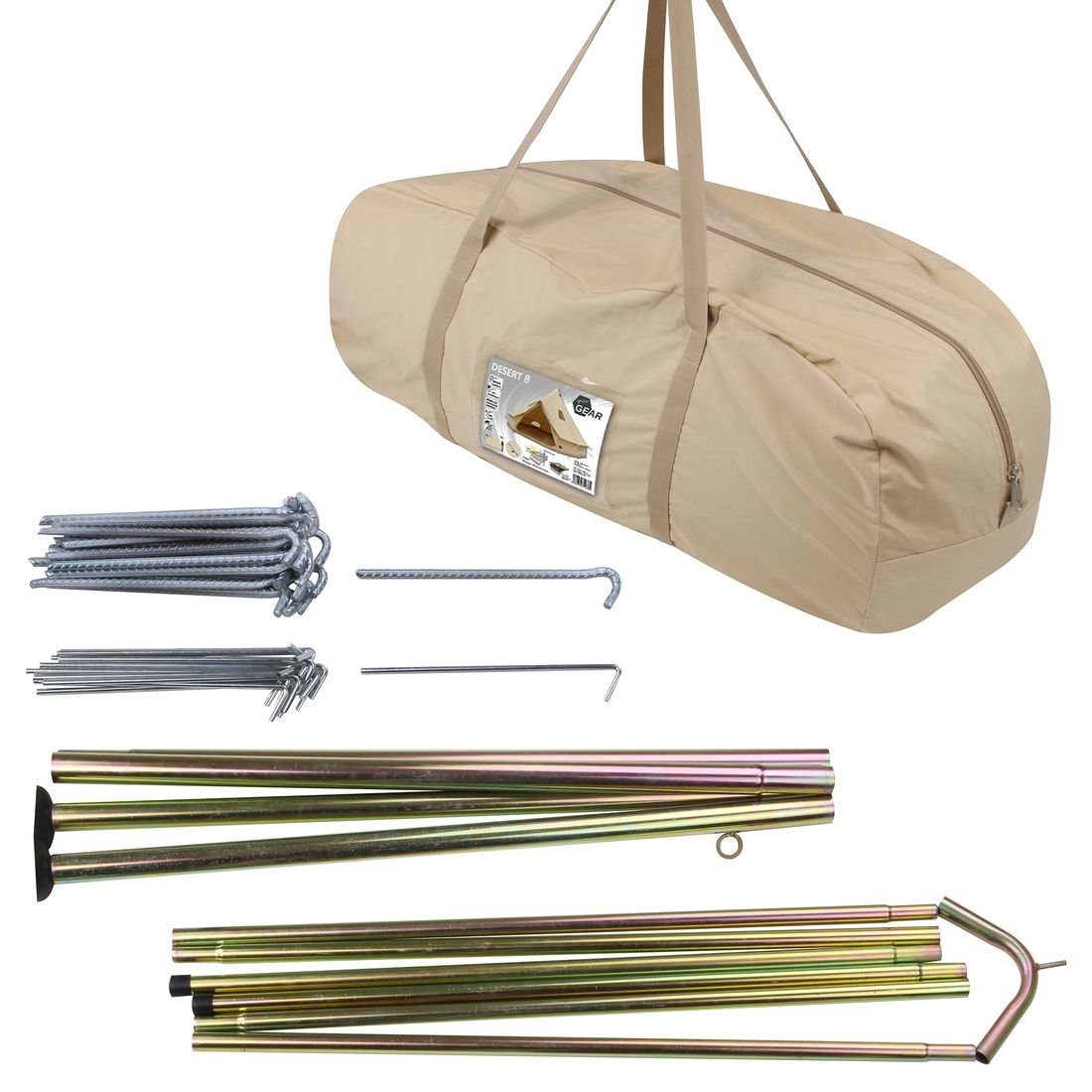 yourGEAR Tipi-Zelt yourGEAR Zelt Desert 8 Pro UV50+ Baumwolle Camping Tipi mit Vordach, Personen: 8