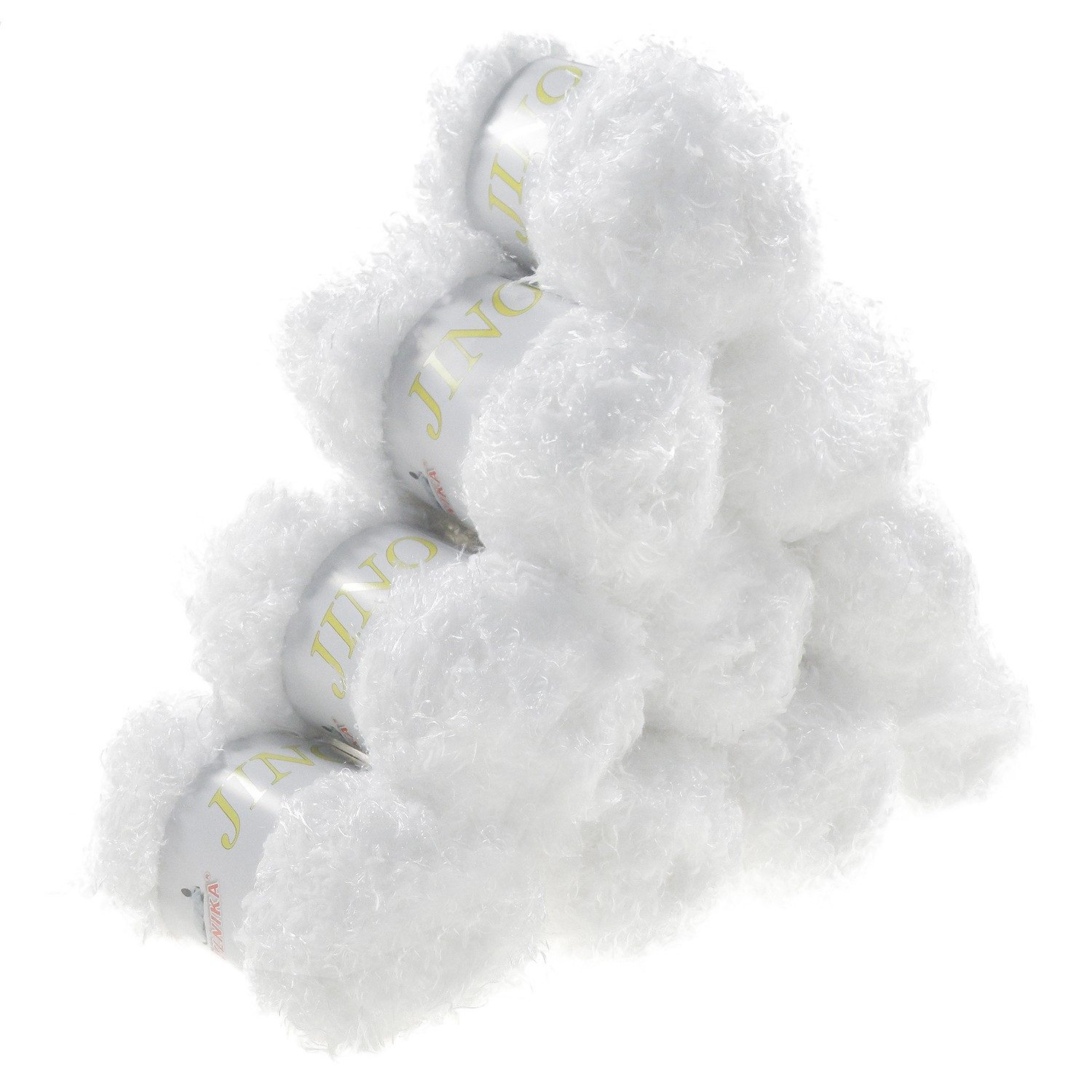 VLNIKA 500g Strick-Garn Jino Kuschelgarn Plüschgarn by VLNIKA Farbauswahl Häkelwolle, 550 m (Sparpaket), 1010 weiß