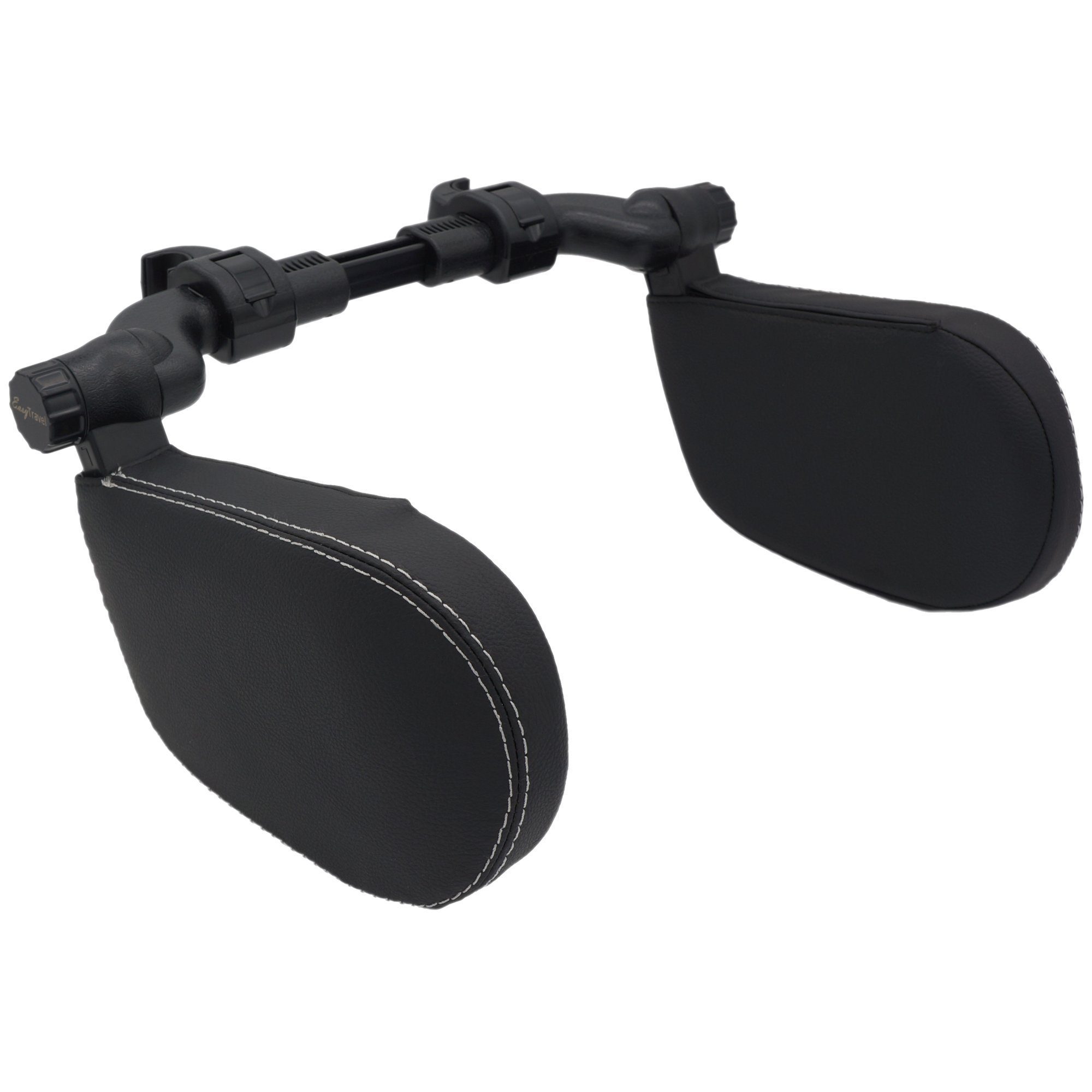 EasyTravel Reisekissen Ergonomisches Auto Reise Kopfkissen - Kunstleder schwarz/silber
