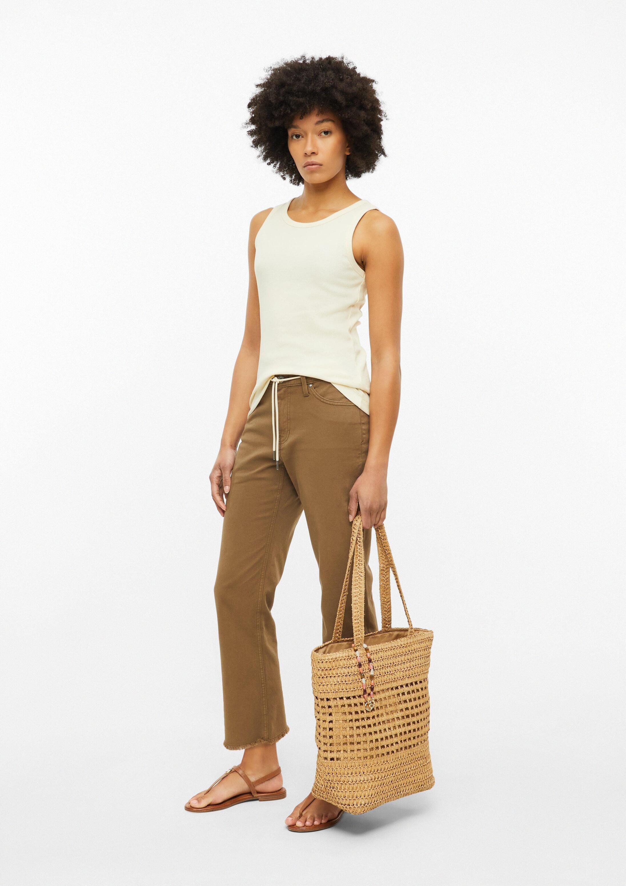 s.Oliver Shopper Tasche, Raffia-Totebag mit Reißverschluss und Schmuck-Detail