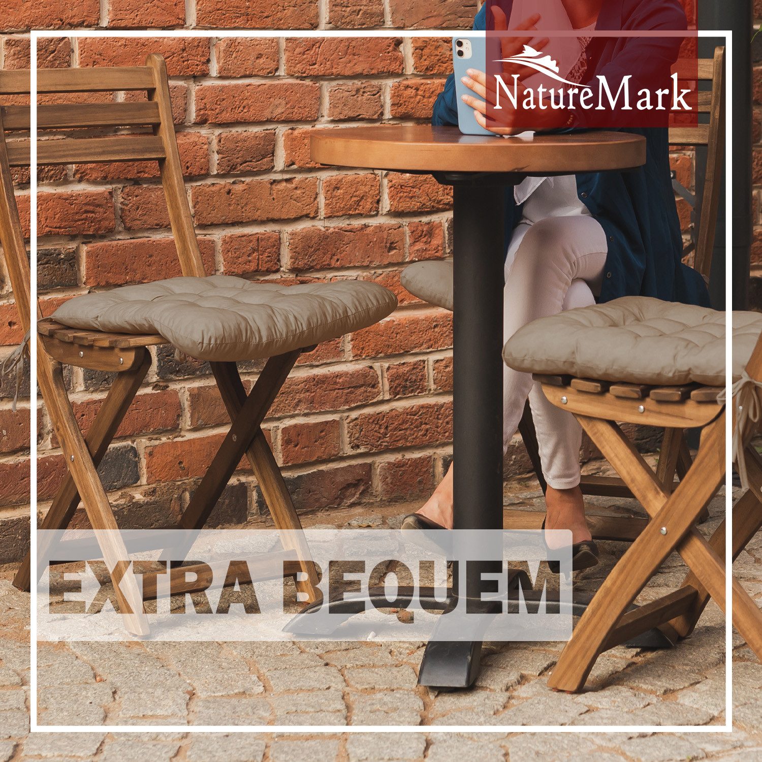 NatureMark Sitzkissen 4er-Set Stuhlkissen 40x40cm mit Bändern, Sitzpolster günstig online kaufen