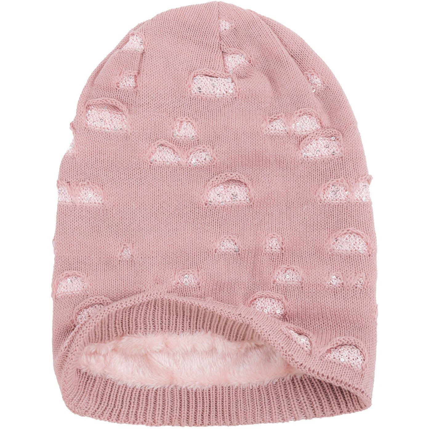 compagno Strickmütze (1-St) Damen Wintermütze mit Pailletten Warm gefüttert Beanie Mütze Haube