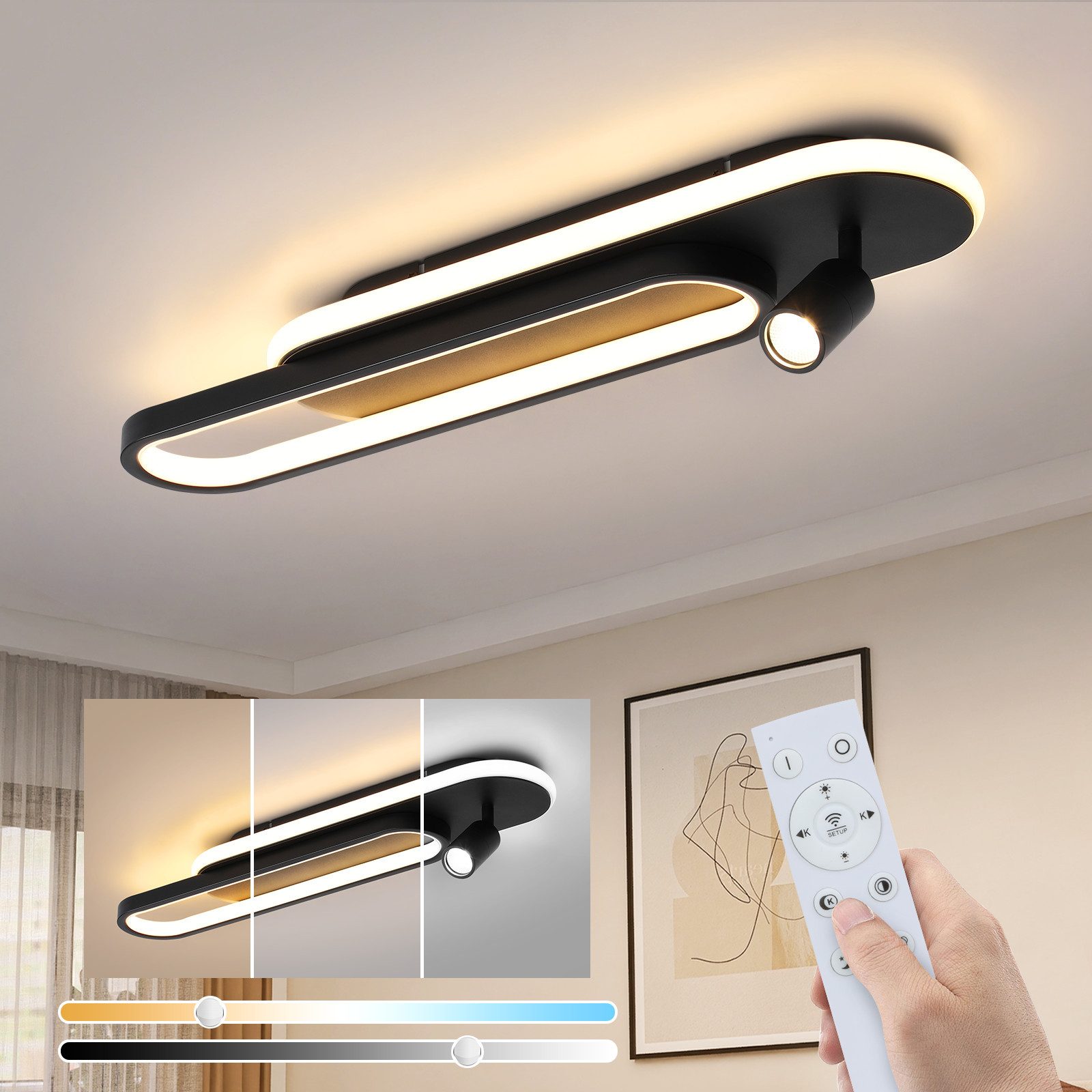 ZMH LED Deckenleuchte schwarz/weiß Modern Dimmbar günstig online kaufen