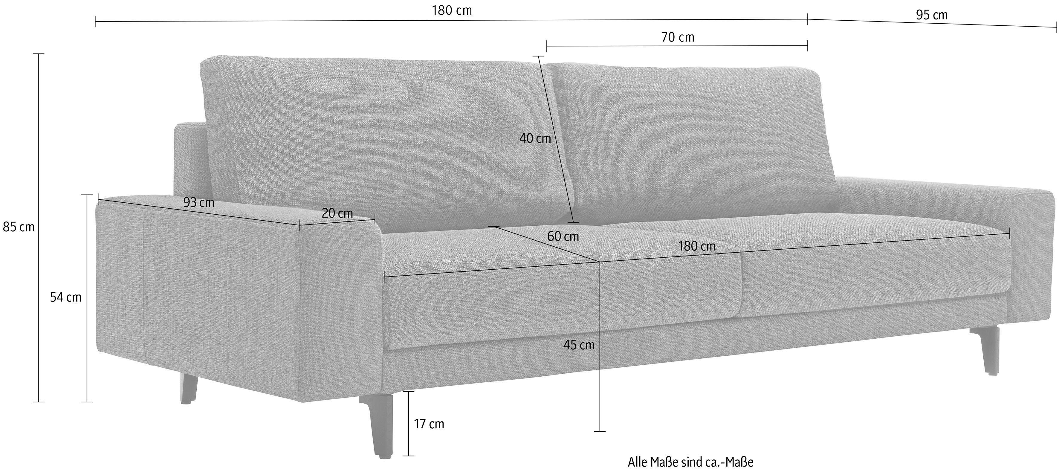 hülsta sofa 2-Sitzer hs.450, in cm Alugussfüße Breite umbragrau, niedrig, 180 Armlehne breit