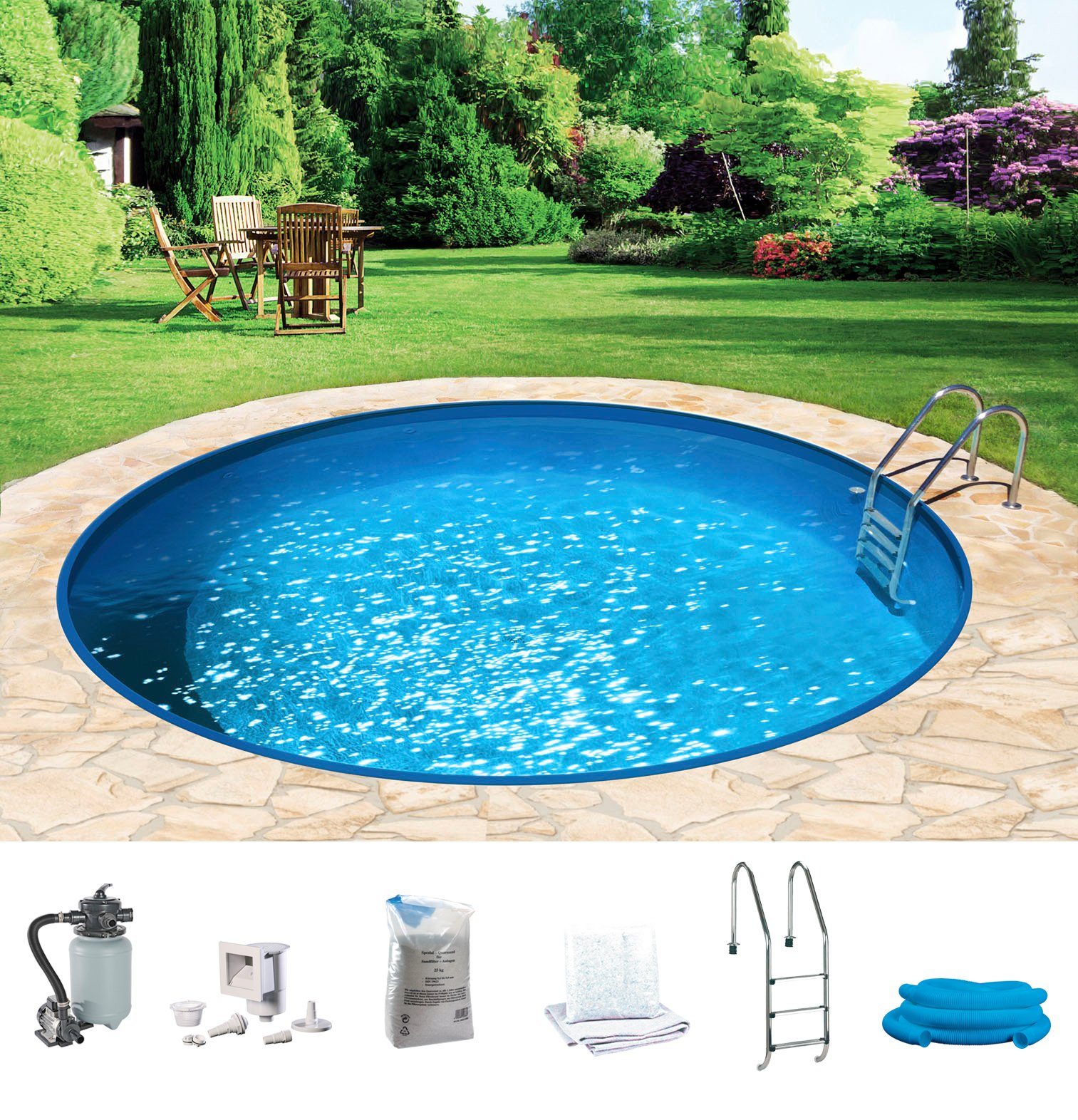 KONIFERA Rundpool HOLIDAY 6 (Komplett-Set, 7-tlg), Höhe: 120 cm, in verschiedenen Größen