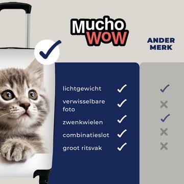 MuchoWow Handgepäckkoffer Katze - Grau - Tiere, 4 Rollen, Reisetasche mit rollen, Handgepäck für Ferien, Trolley, Reisekoffer