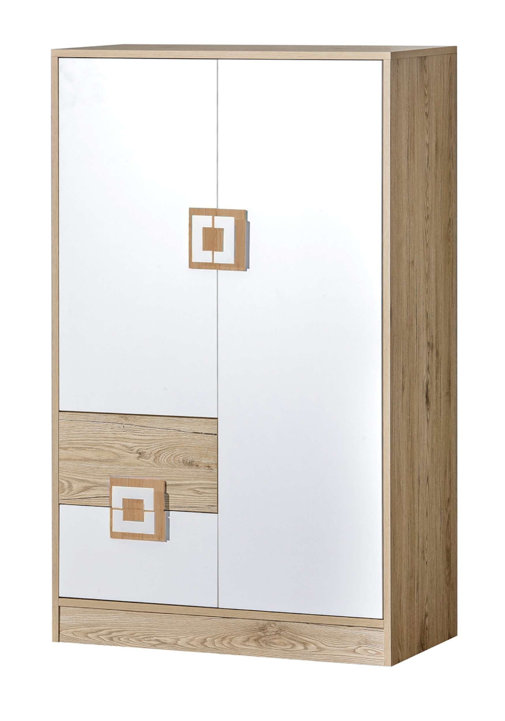 Stylefy Kinderkleiderschrank Nicole I (Highboard, Standschrank) viel Stauraum, mit Schubladen, Vollauszug, Modern Design, für Kinder Eiche - Weiß