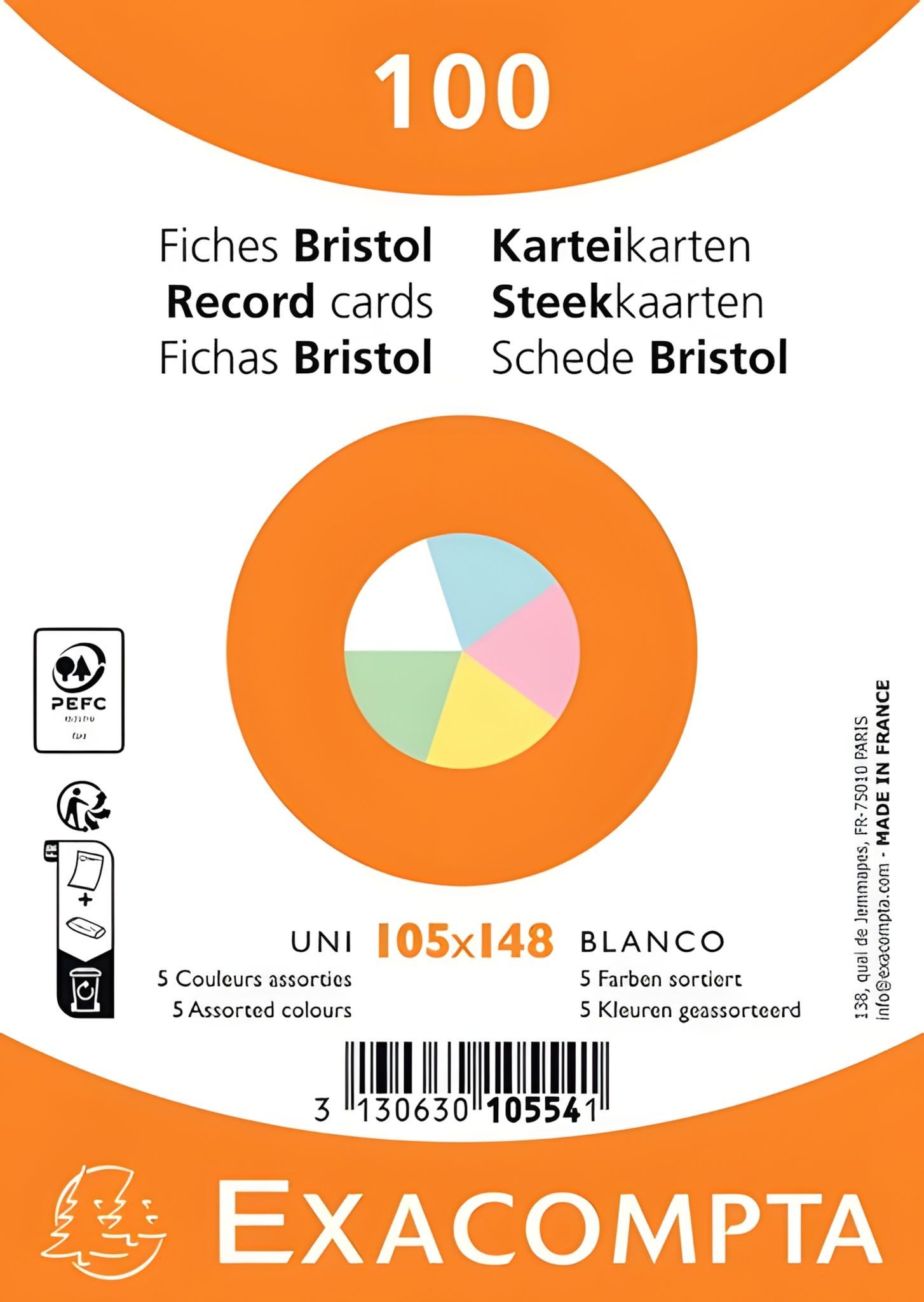 EXACOMPTA Karteikarten Karteikarten A6 Blanko 100St/Pkg st