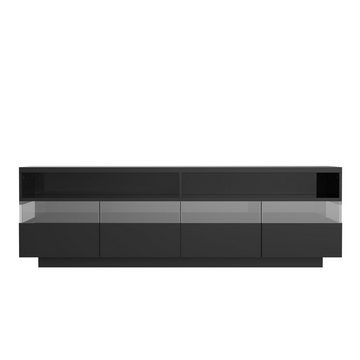 Fangqi TV-Schrank Moderner TV-Ständer, mit 4 Schubladen, Ablagefläche, LED-Beleuchtung (Hochglanz, 173,5*55*38cm, Spanplatte, moderne und praktische Aufbewahrung) 173,5*55*38cm