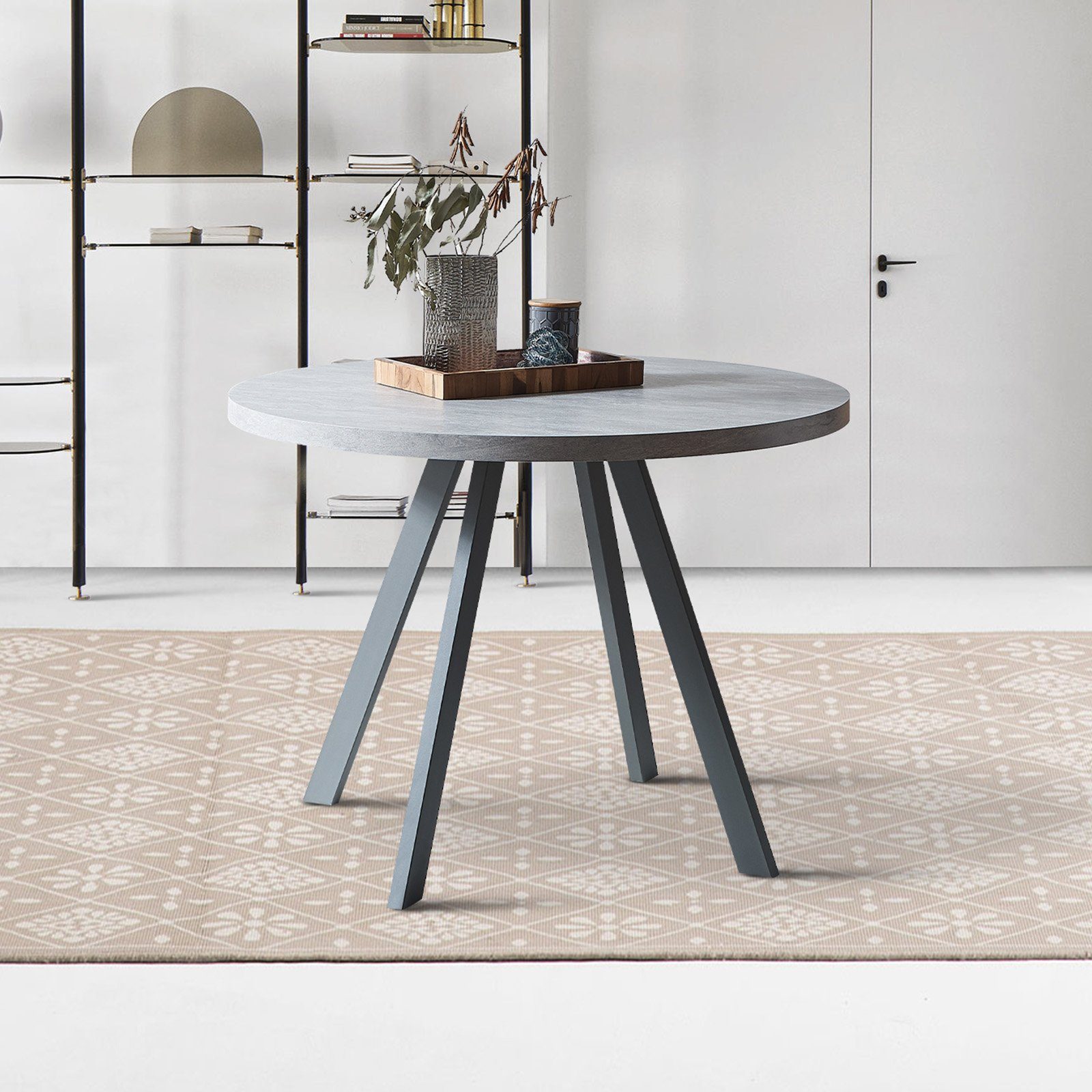 Jiexi Esstisch Grauer moderner runder Esstisch – Durchmesser 80 cm – Küchentisch