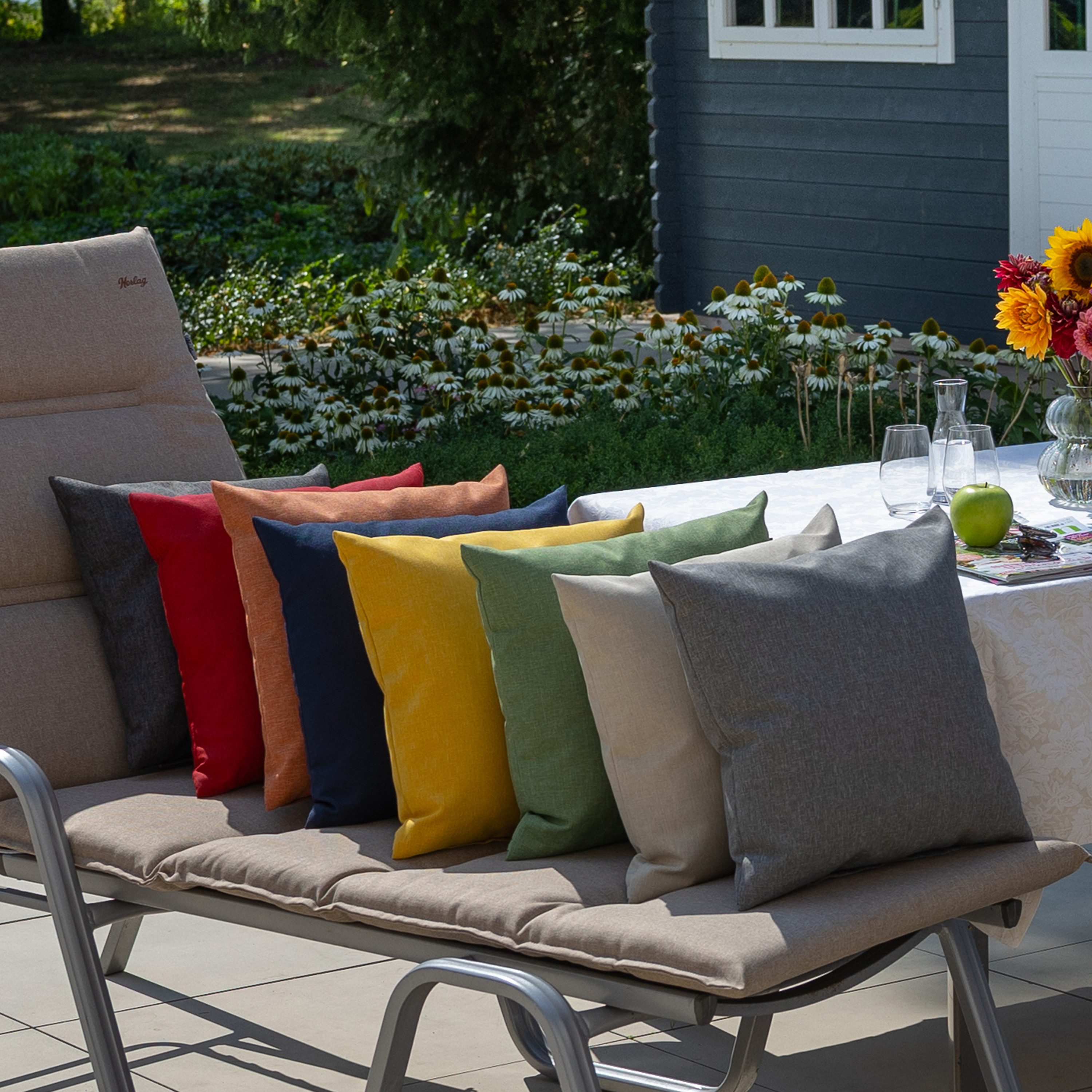 Herlag Dekokissen SUNNY Outdoor, Garten, Wetterfest, 40x40cm oder 50x50cm, 9 Farben, mit Innenkissen – Bild 5 von 5