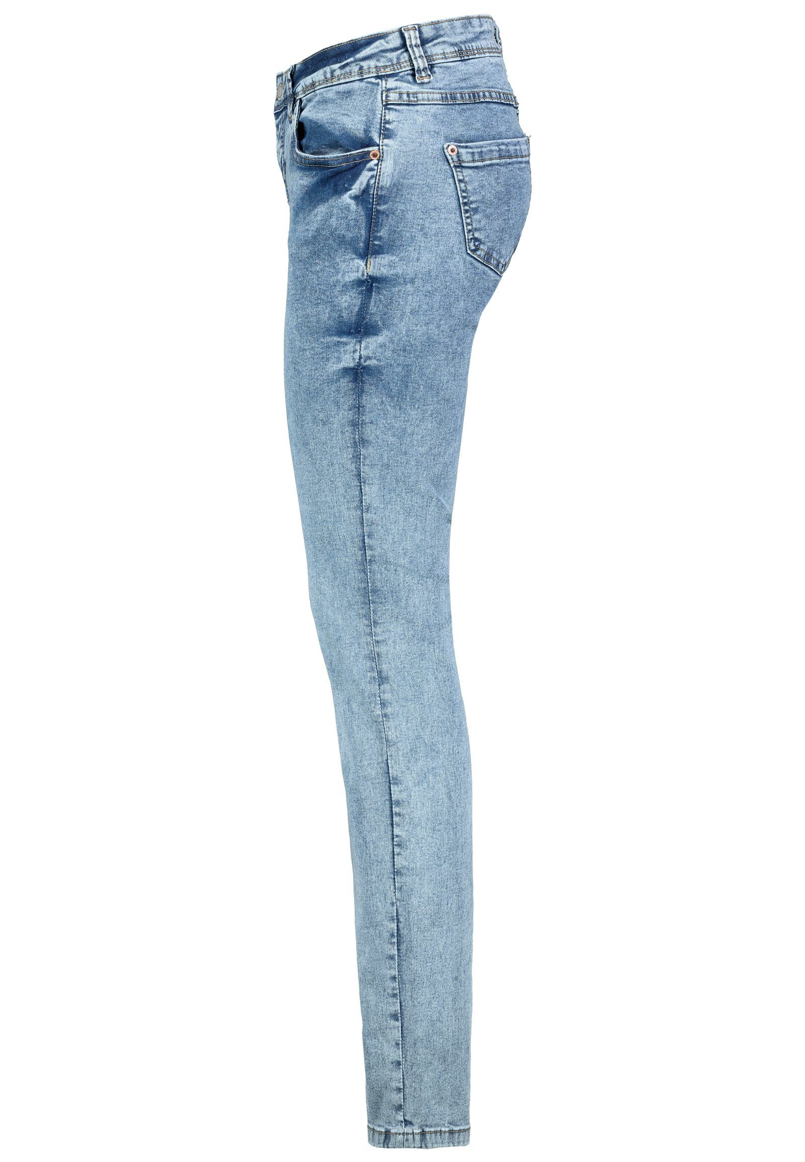 SUBLEVEL Slim-fit-Jeans Sublevel Damen Denim Hose Hose Slim Fit Jeanshose Röhre Hellblau Stretch Jeans