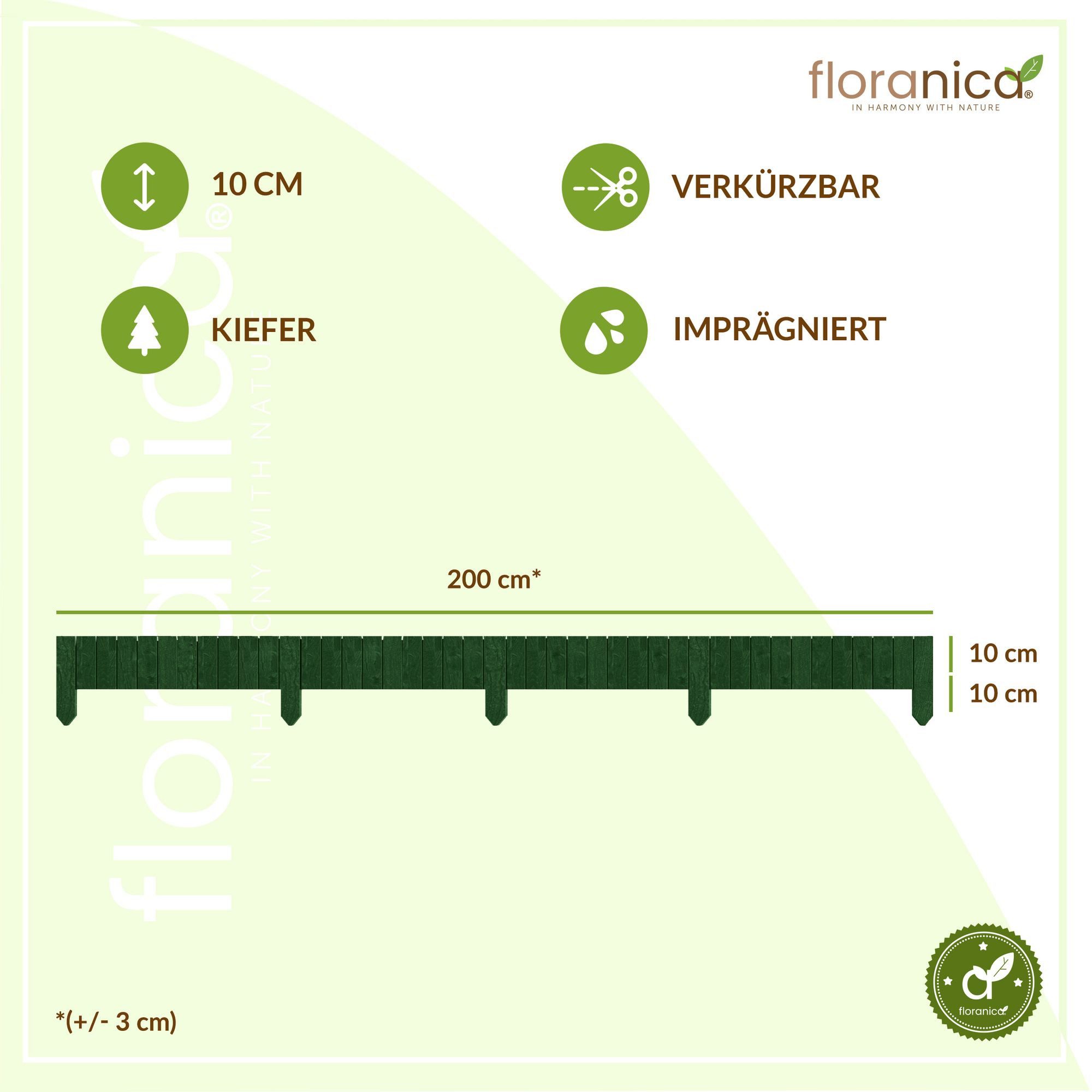 Thumbnail - Floranica Palisade Beeteinfassung Flexibler Rollborder Rasenkante Beetumrandung Palisade, LxH: 200x10 cm, Grün, für Blum...