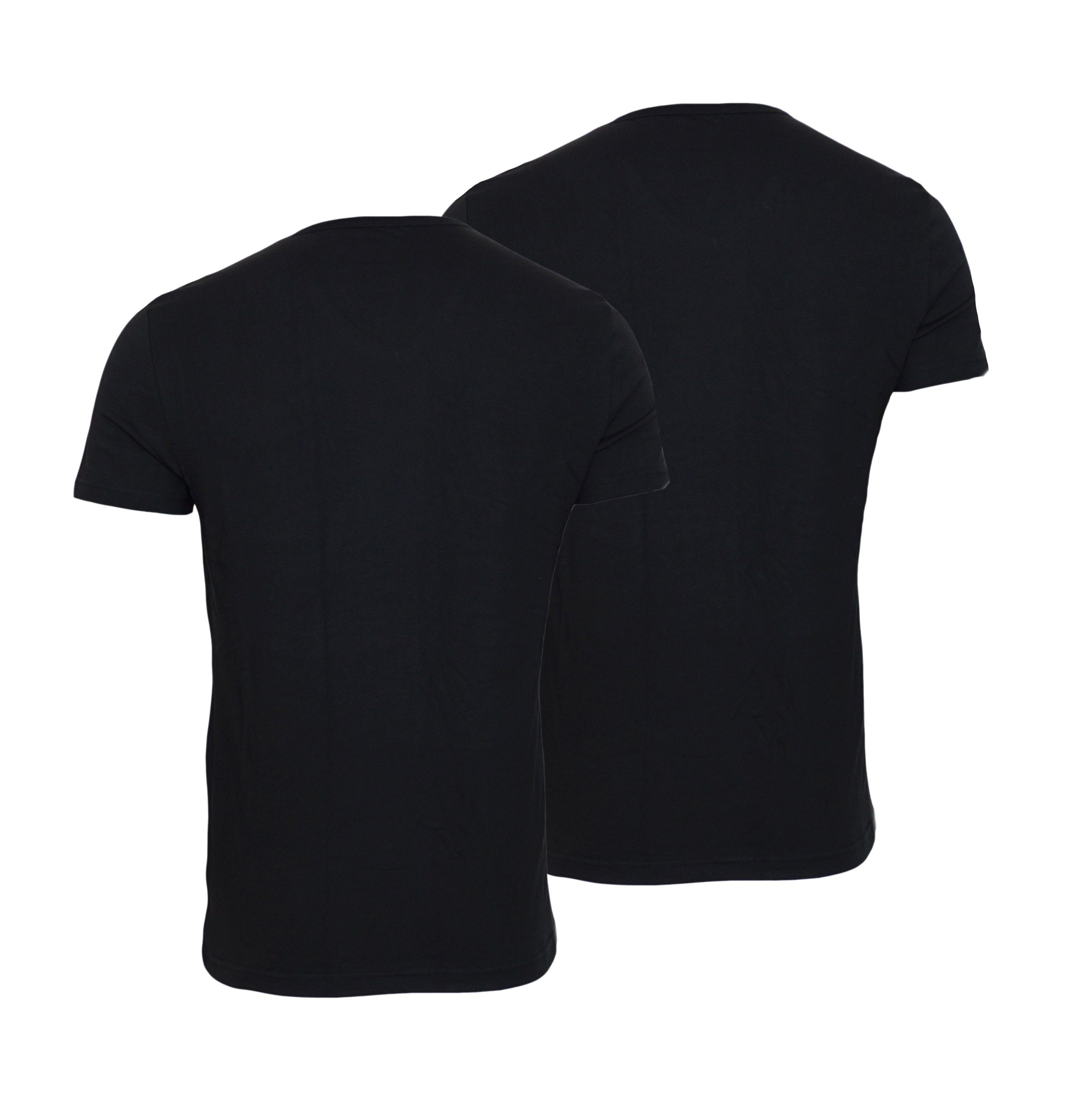 T-Shirts black (2-tlg) Armani 2er T-Shirt Emporio V-Ausschnitt Pack T-Shirt