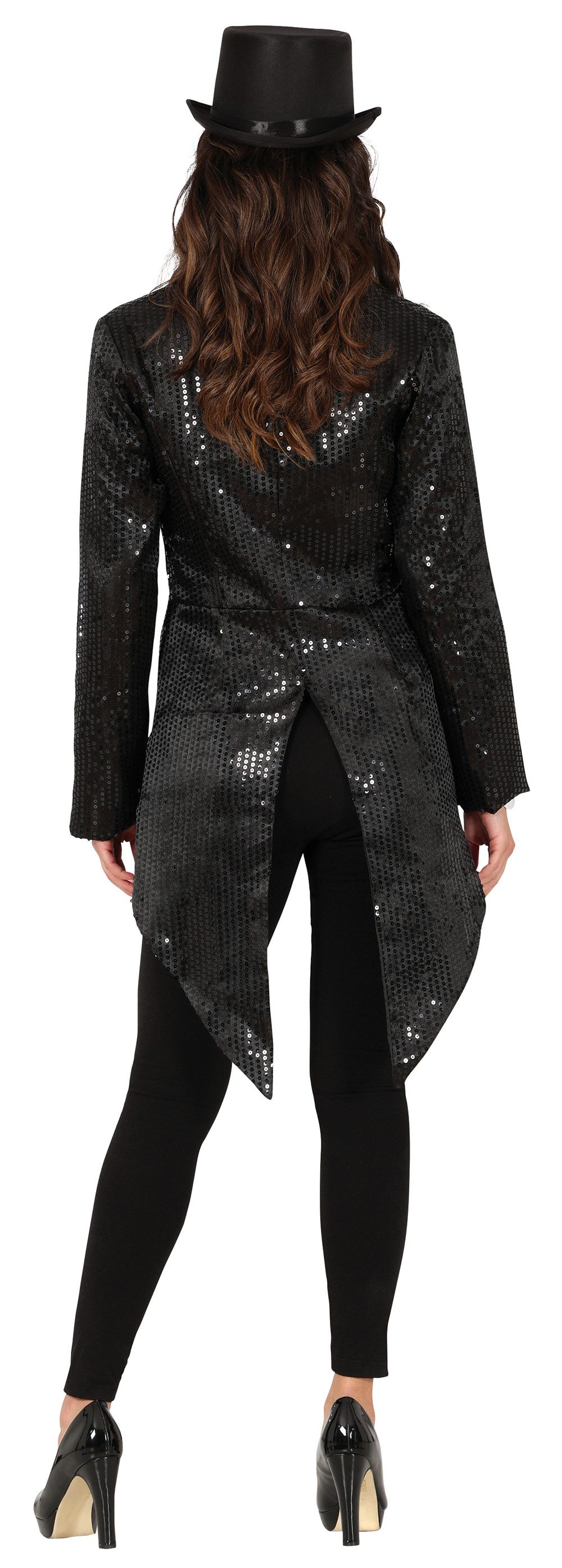 Fiestas Guirca Kostüm, Pailletten Frack Schwarz Partyjacke Karneval Showtim günstig online kaufen