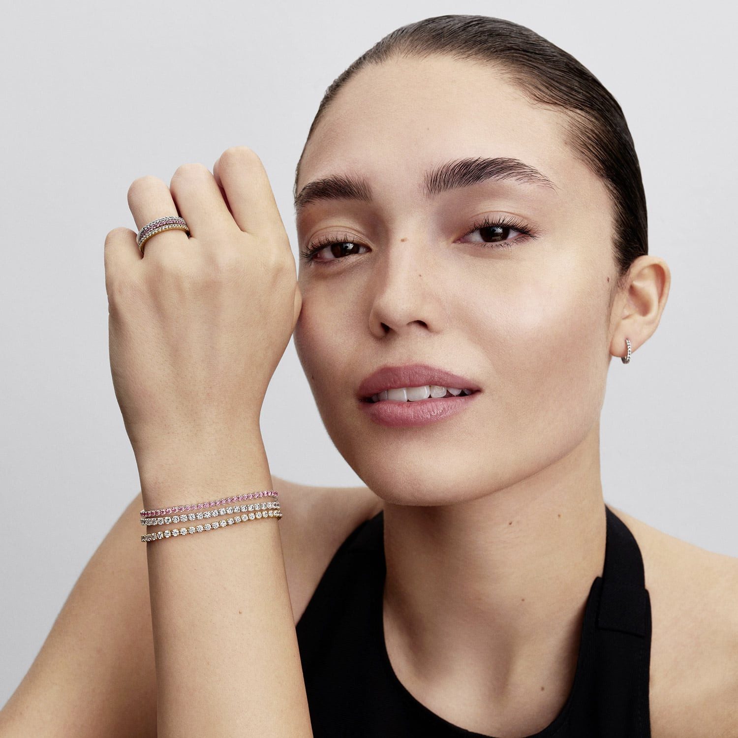 Pandora Tennisarmband Tennisarmband für Silber mit Zirkonia Pink