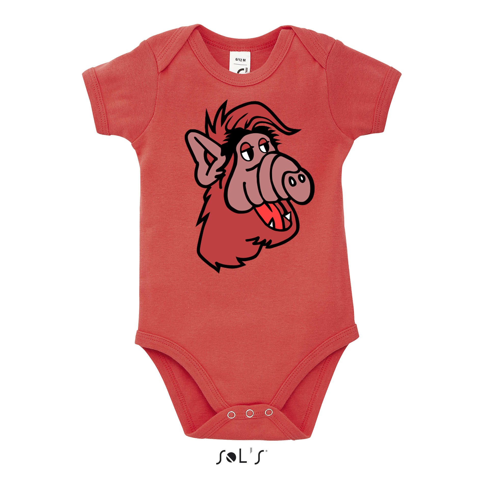 Blondie & Brownie Strampler Alf Babybody Print Cartoon Rundhals Freizeit Design Strampler (Einzelartikel, Einzelartikel) Alf K Body Cartoonkopf Babymotiv Print