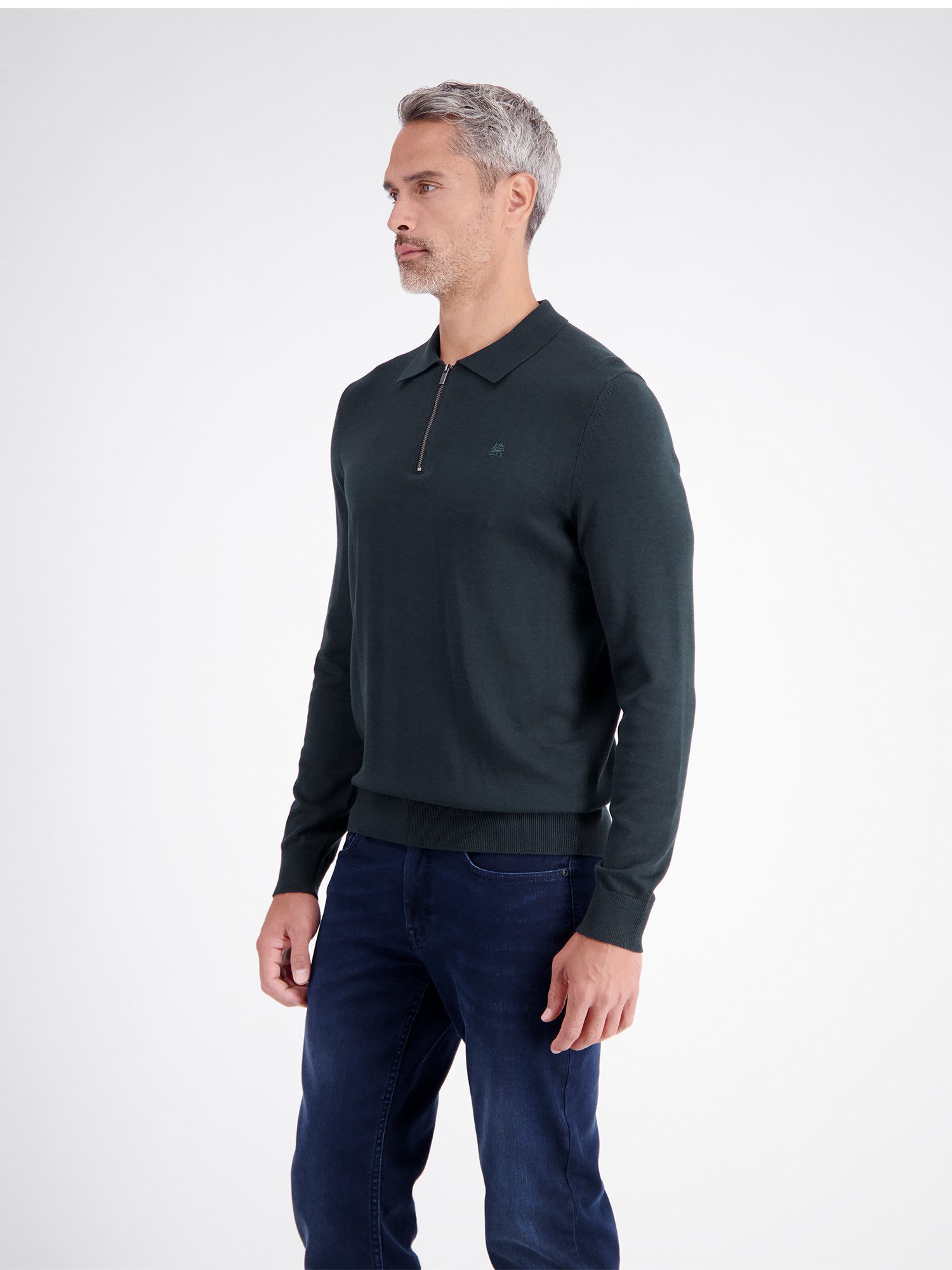 LERROS Langarm-Poloshirt Flexibles Langarmpolo aus Baumwollmix mit Rei§verschluss