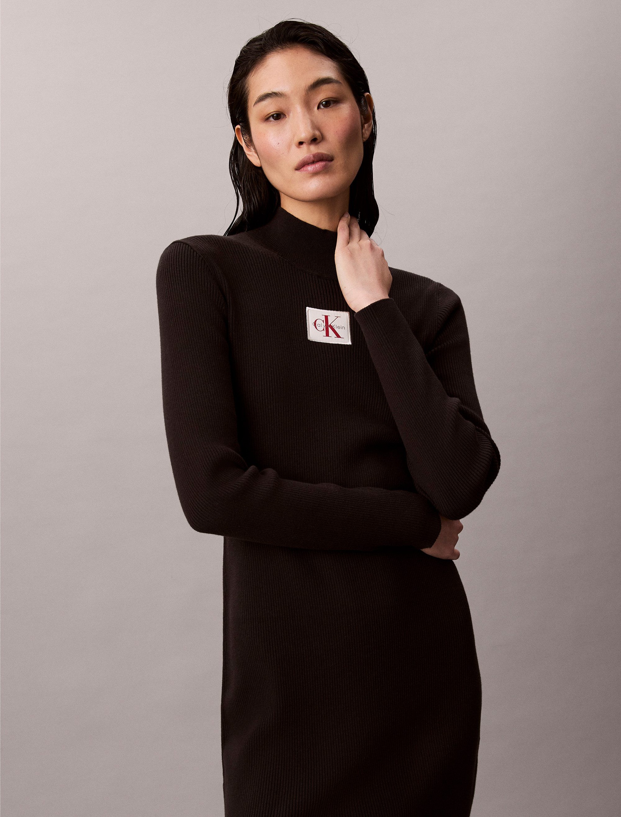 Calvin Klein Jeans Strickkleid LS T NECK MINI DRESS Mit Rundhalsausschnitt, figurbetont