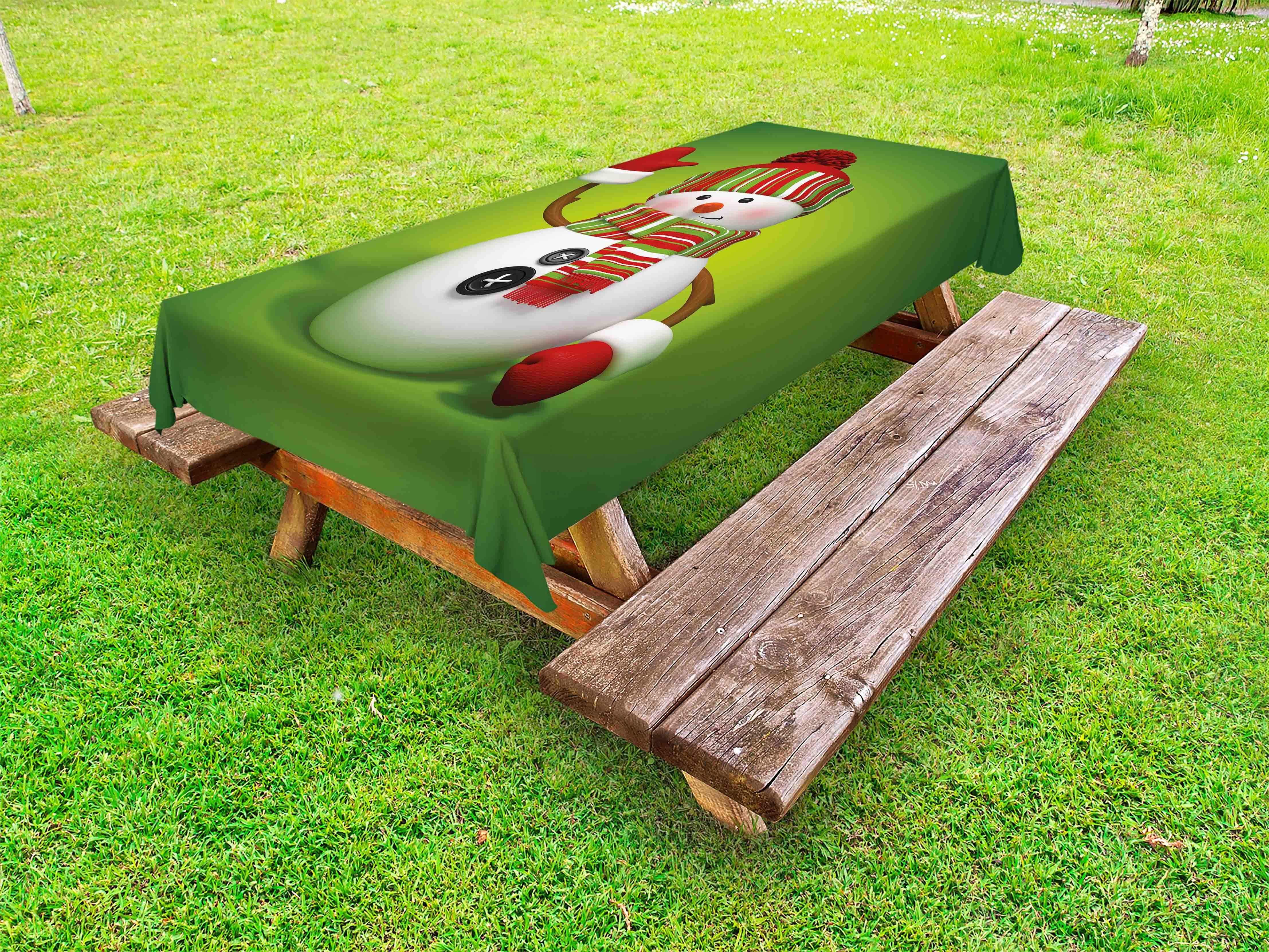 Abakuhaus Tischdecke dekorative waschbare Picknick-Tischdecke, Schneemann 3D Traditionelle Mascot