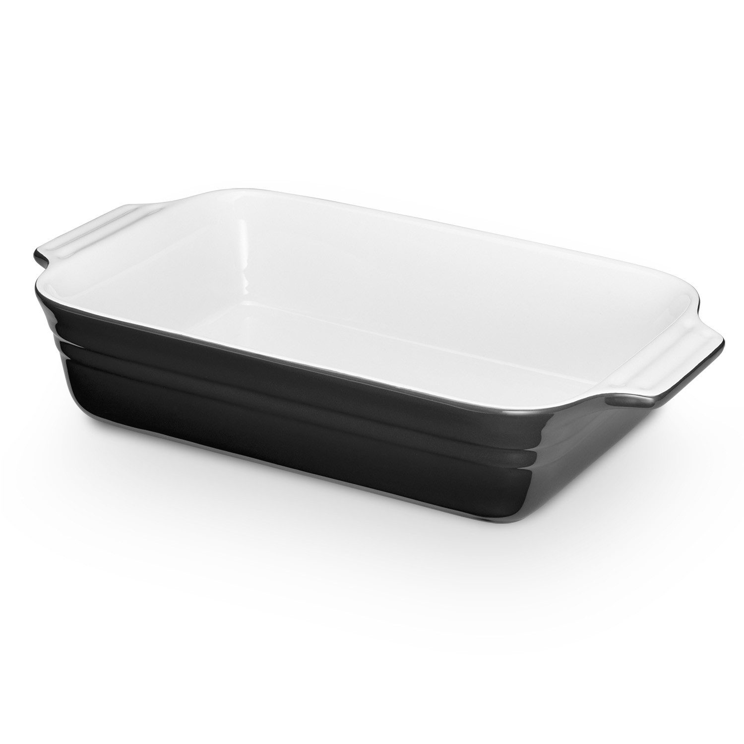 KHG Auflaufform groß 40 cm Schwarz für 4-6 Personen, Steingut, (1-St), Antihaft (mit Emaile glasiert)