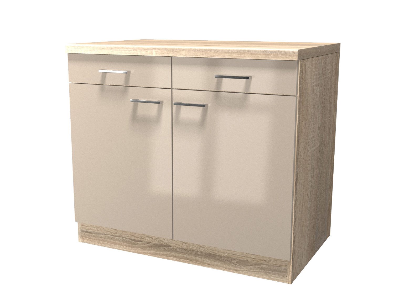 Flex-Well Unterschrank Küchenunterschrank - 100 cm - Kaschmir Glanz Sonoma Eiche – Neapel