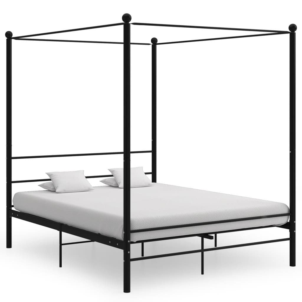 furnicato Bettgestell Himmelbett Schwarz Metall 160x200 cm günstig online kaufen
