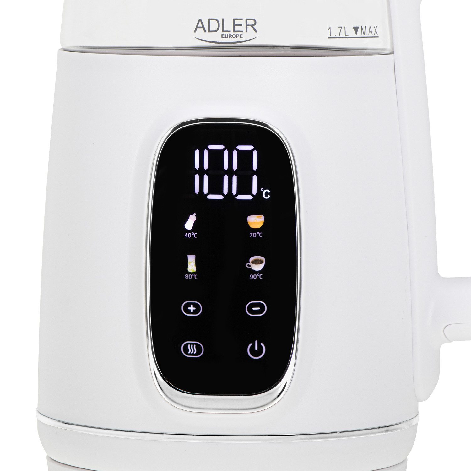 Adler Wasserkocher AD 1305ws Wasserkocher 1,7L mit Temperatureinstellung weiß / silber – Bild 2 von 5