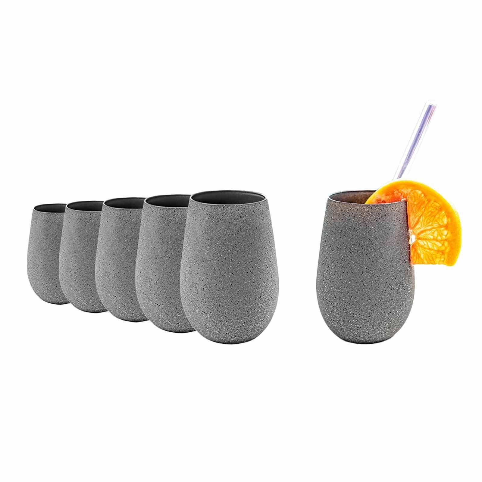 465 ml Glas Becher 6er graphit Stones Glas Set, Stölzle