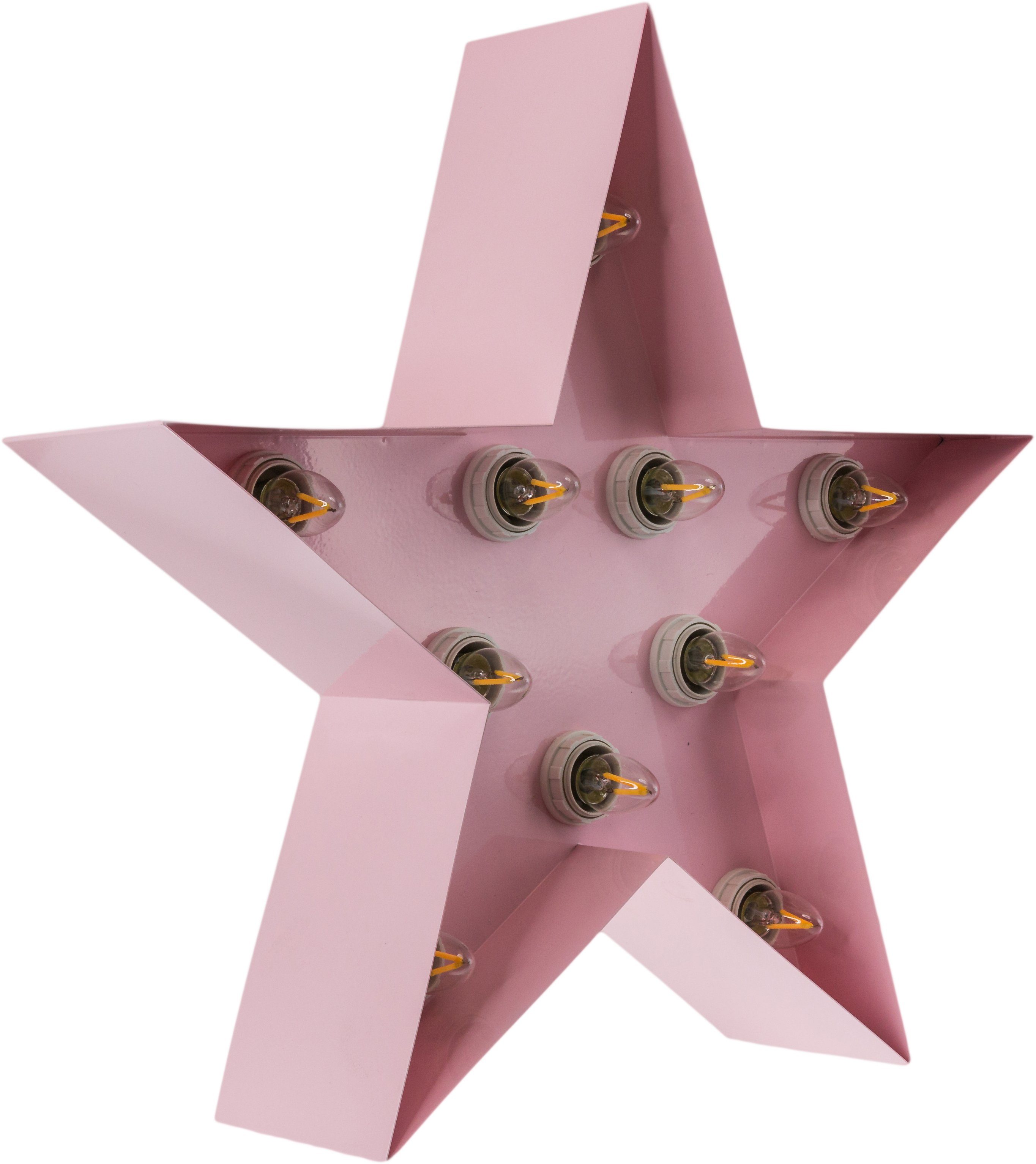 MARQUEE LIGHTS LED Dekolicht 38x38 ohne Leuchtmittel, cm E14 Wandlampe, Star Star, 10 Tischlampe Warmweiß, (exkl)- pink Lichtquellen