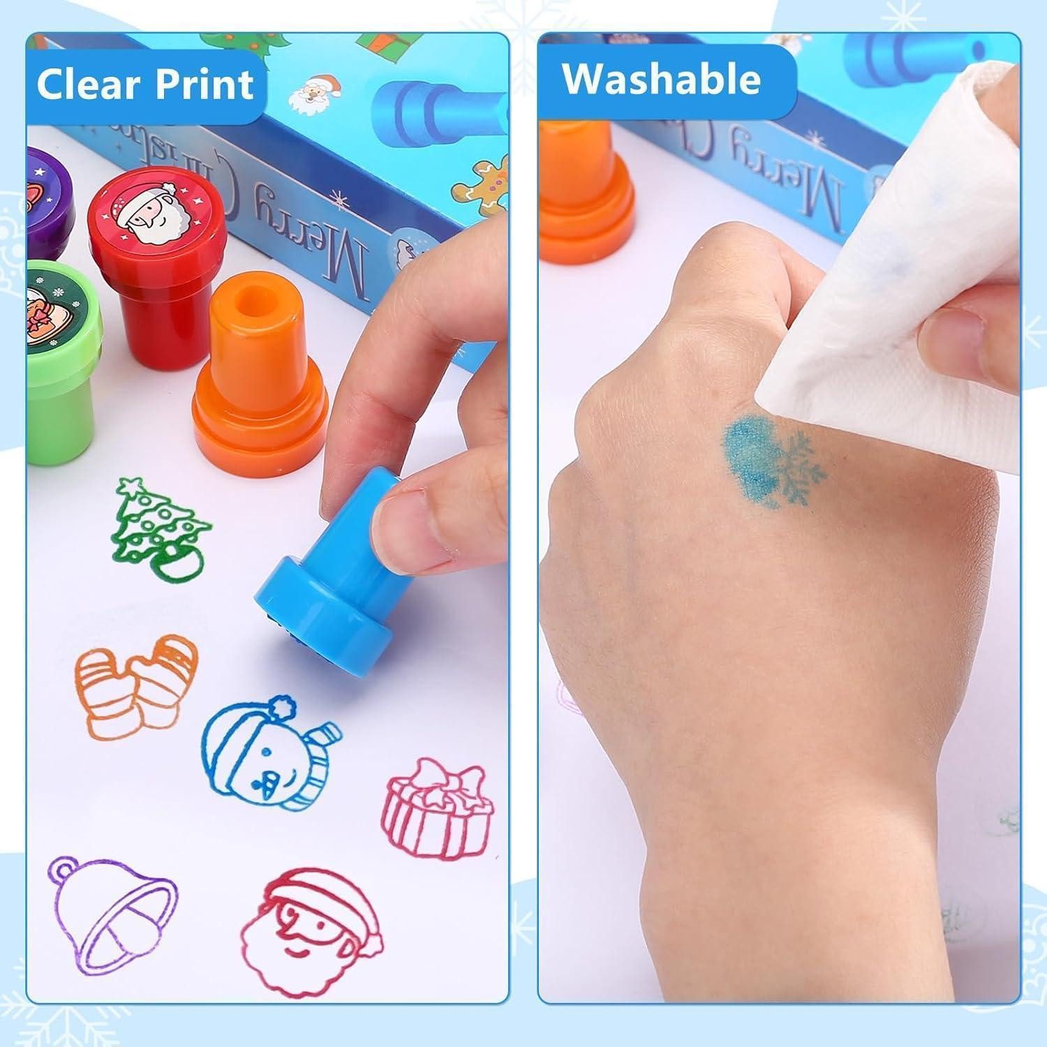 LuxusKollektion Stempel Stempelset Weihnachten 10 Stempel für Kinder mit Deckel bunt
