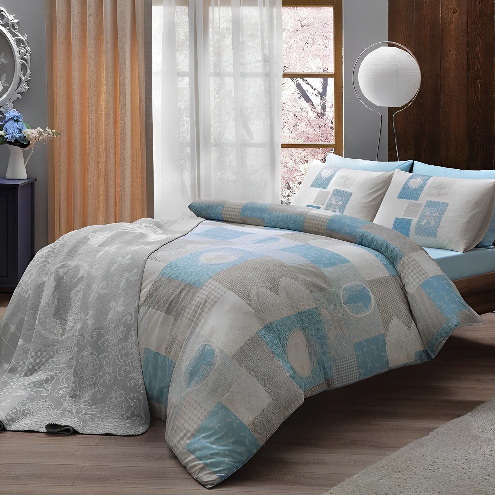 Dekonaz Tagesdecke Kuscheldecken Set Shelly für 1 Person Türkis