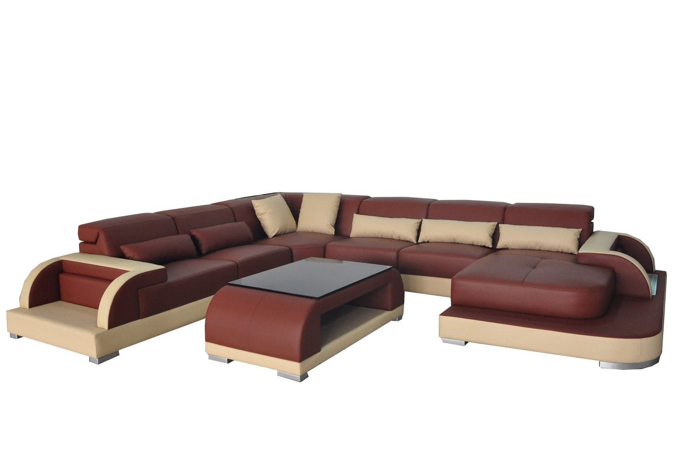 JVmoebel Ecksofa, Leder Sofa Couch Wohnlandschaft Eck Design Modern Sofas U-Form Couchen
