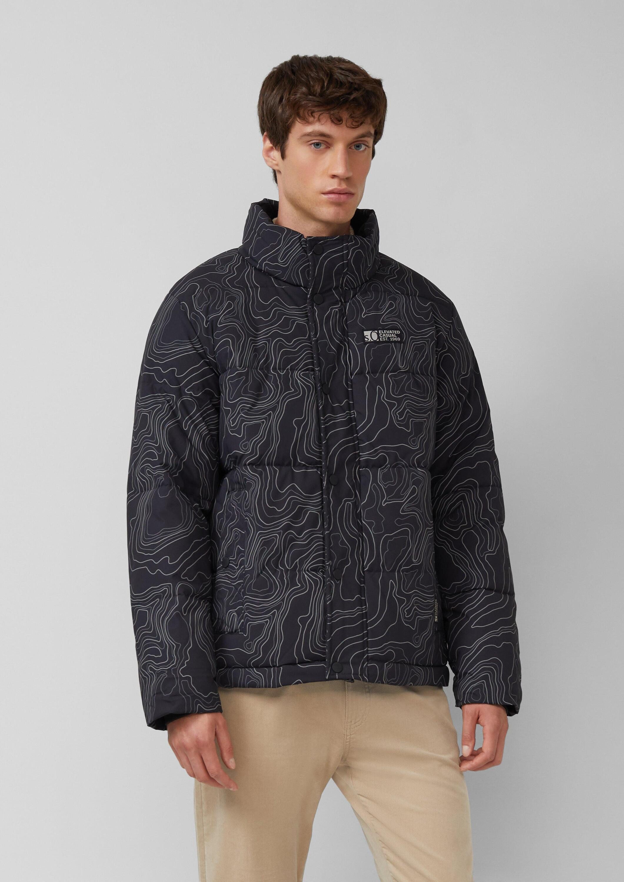 s.Oliver Funktionsjacke Outdoor-Jacke Pufferjacke mit All-over-Print und Cord-Innenkragen