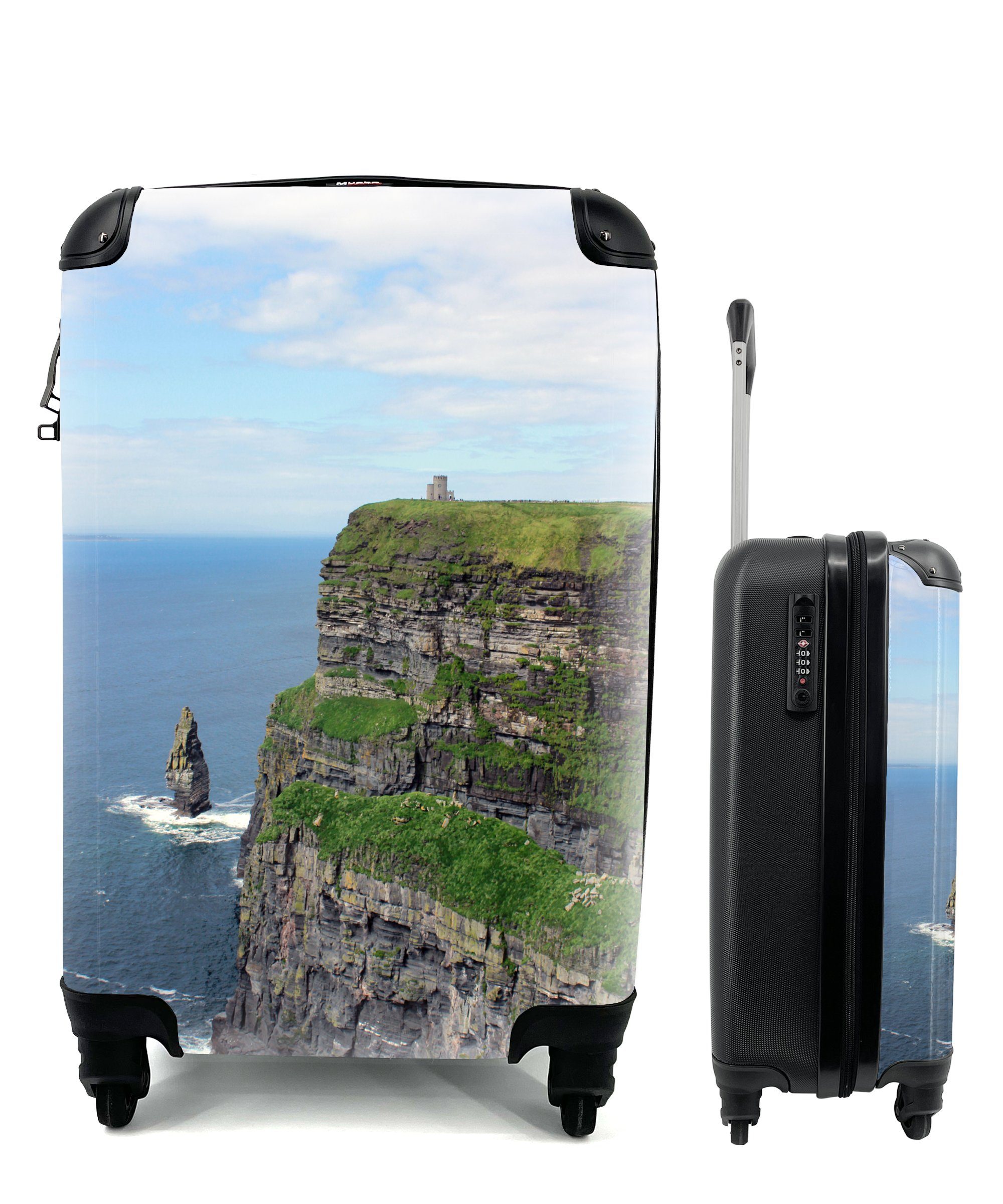 MuchoWow Handgepäckkoffer Die grünen Cliffs of Moher in Irland, 4 Rollen, Reisetasche mit rollen, Handgepäck für Ferien, Trolley, Reisekoffer