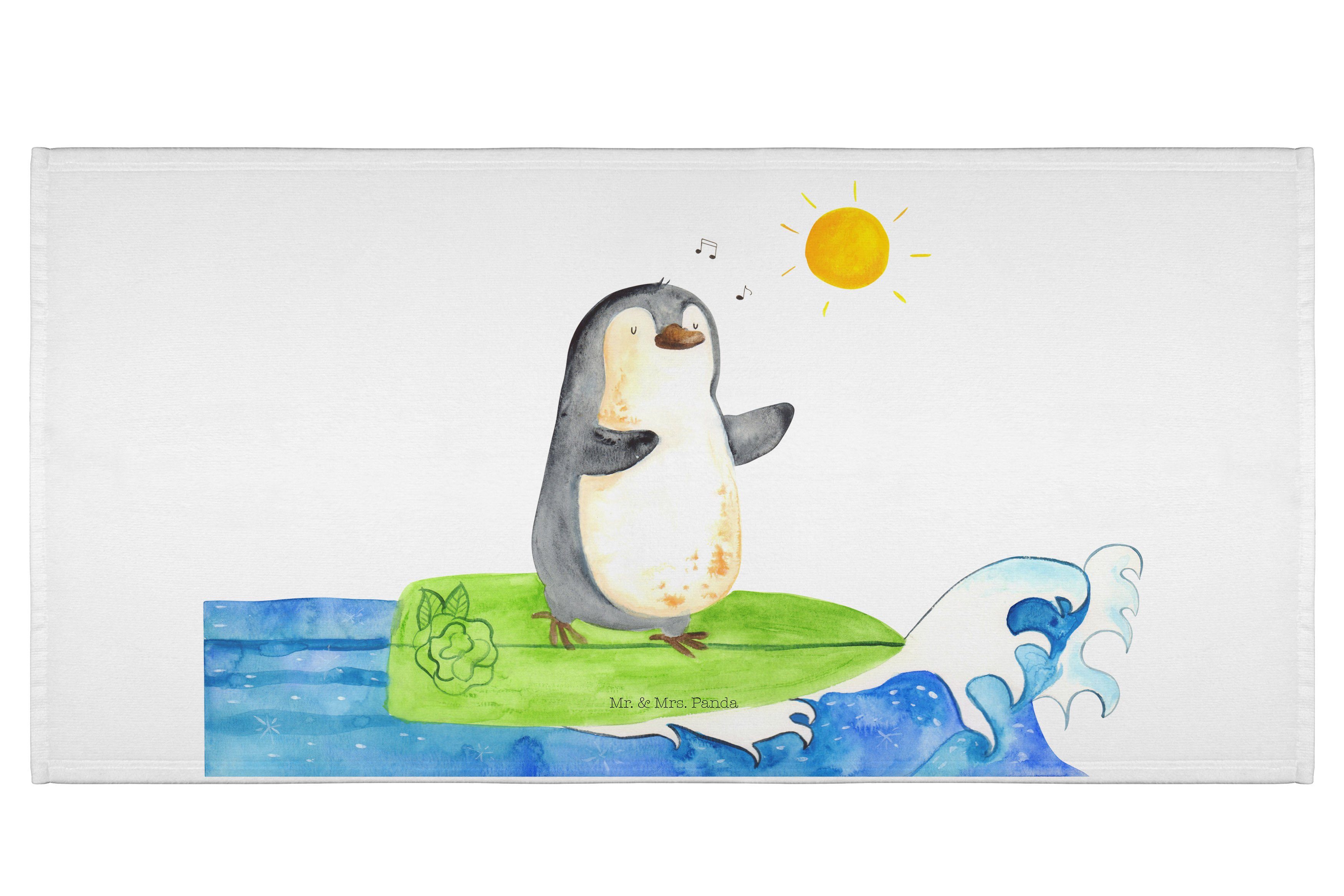 Mr. & Mrs. Panda Handtuch Pinguin Surfer - Weiß - Geschenk, Portugal, groß, surfen, Handtuch, W, (1-St)